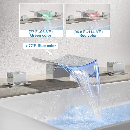 Miniatura 4 de SKOWLL Grifo de baño de 3 agujeros cromados, 8-16 pulgadas, grifos de baño generalizados para montaje en cubierta, 3 piezas, grifo de fregadero de