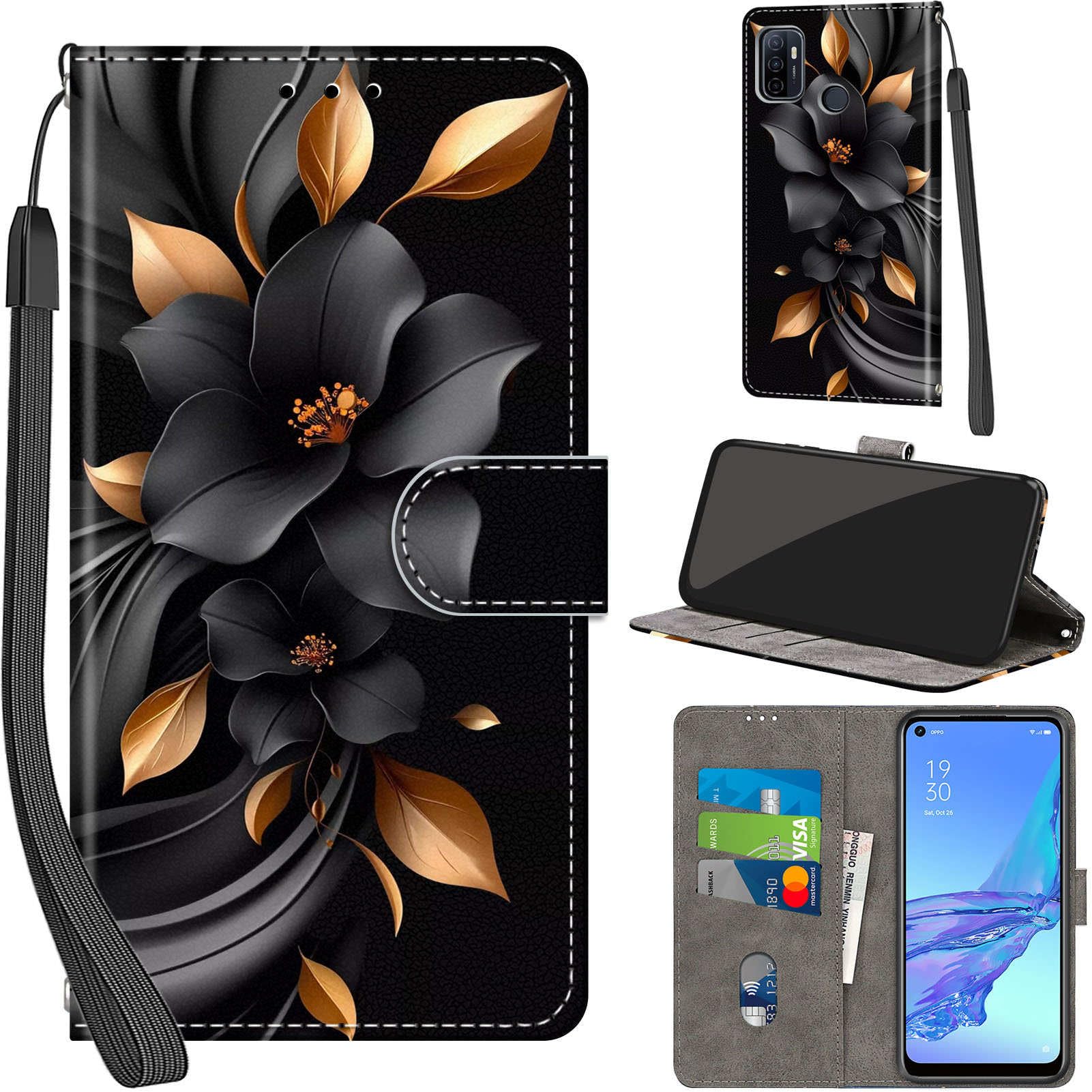 Fertuo Cover OPPO A53 2020, Custodia Portafoglio a Libro in Pelle Flip