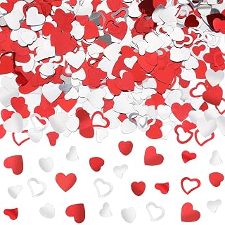Valentines Day Confetti Red Heart Glitter Confetti Decorations | Valentine's Day Metallic Foil Sequins Heart Love Table Scatter Sprinkles, for Wedding Bridal Shower Birthday Party Favors - Amazon product rated Grade B