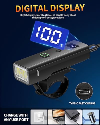 Miniatura 6 de DARKBEAM Luz para bicicleta, faros delanteros de bicicleta superbrillantes de alta luminosidad USB recargable, luces de ciclismo impermeables de 4