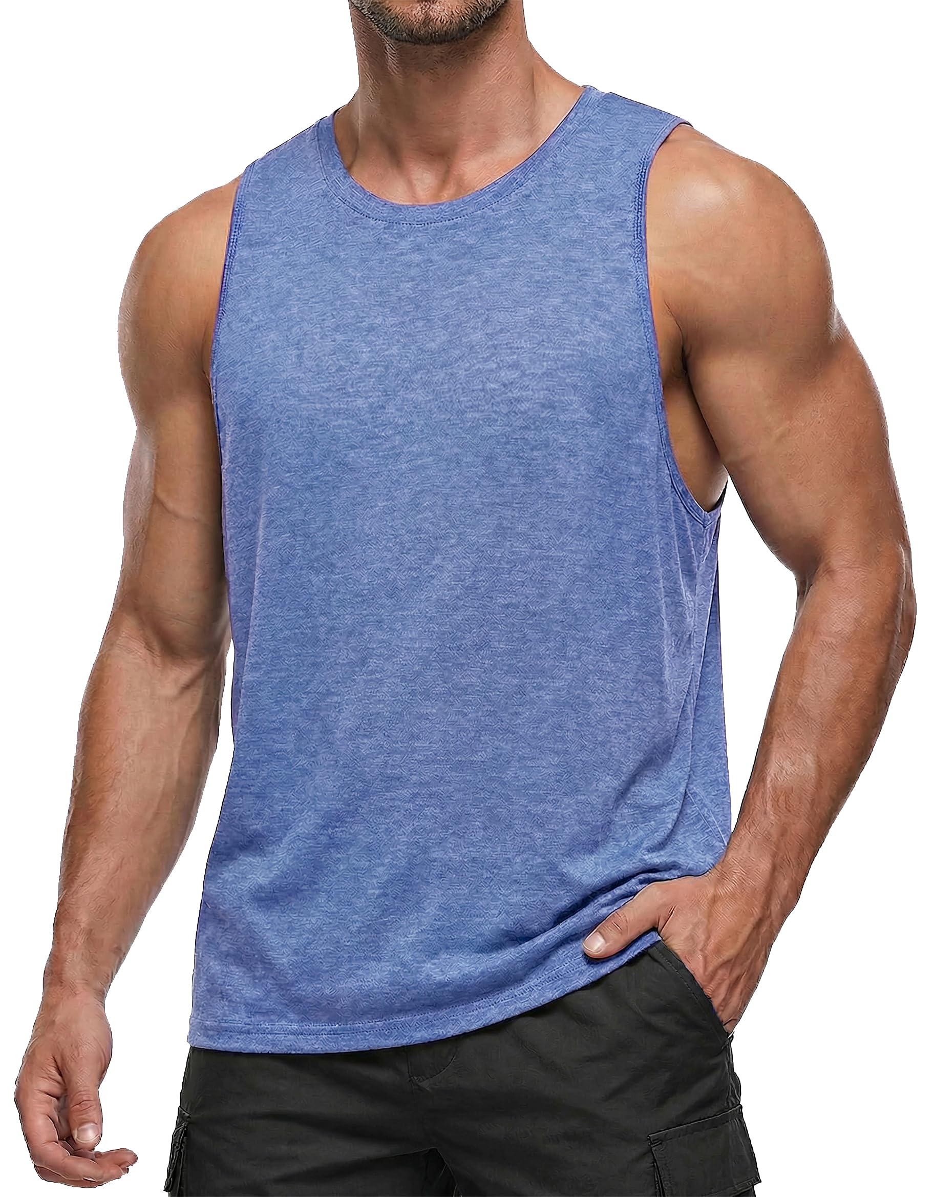 PINSPARK Men's Tank Tops Quick Dry Summer Workout Muscle Shirt Athletic Casual Sleeveless Shirts for Bodybuilding Beach Gym — view 10