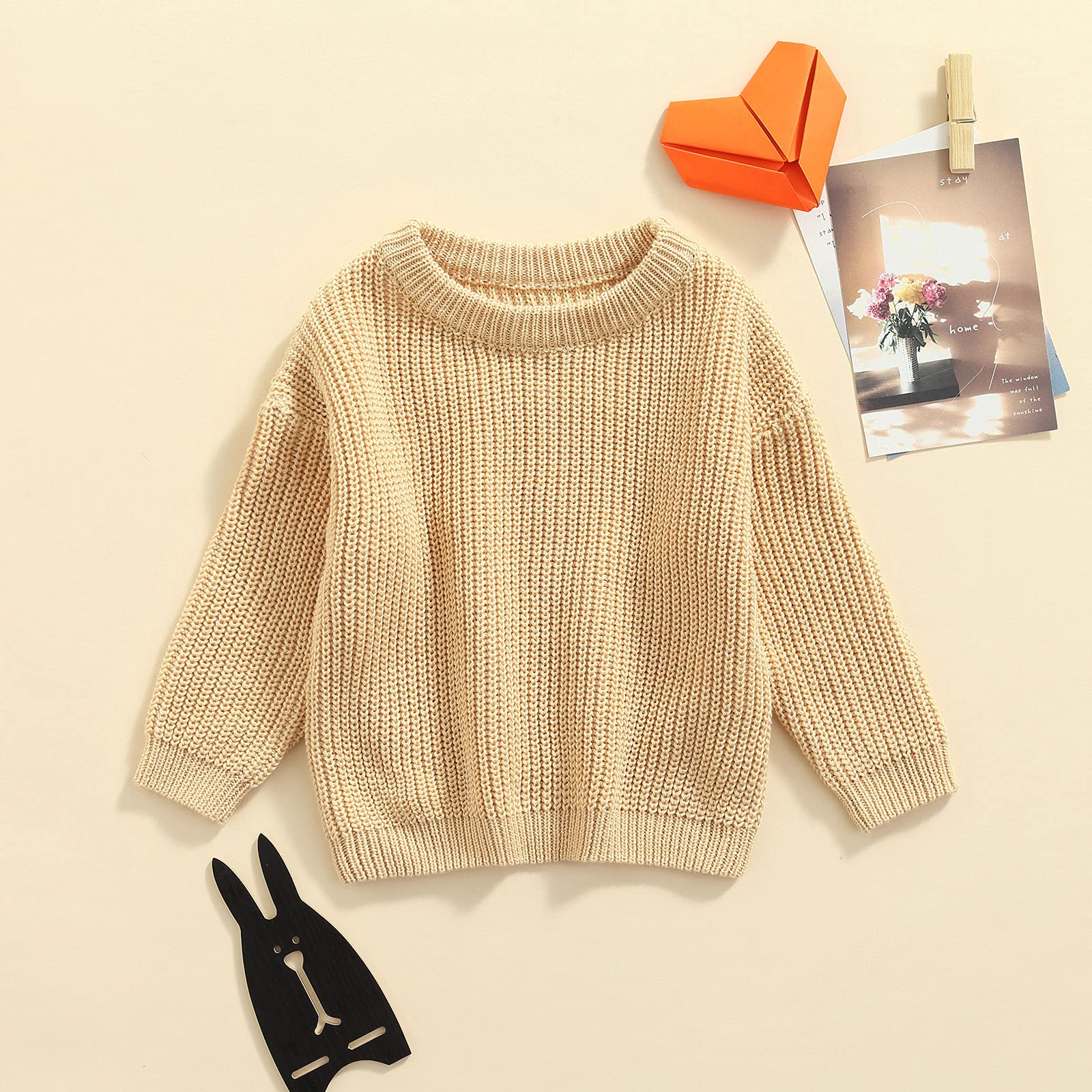 Toddler Baby Girls Boys Loose Long Sleeve Knit Sweaters Warm Pullover Top Fall Winter Clothes Outfits (A-Cream,4-5T)