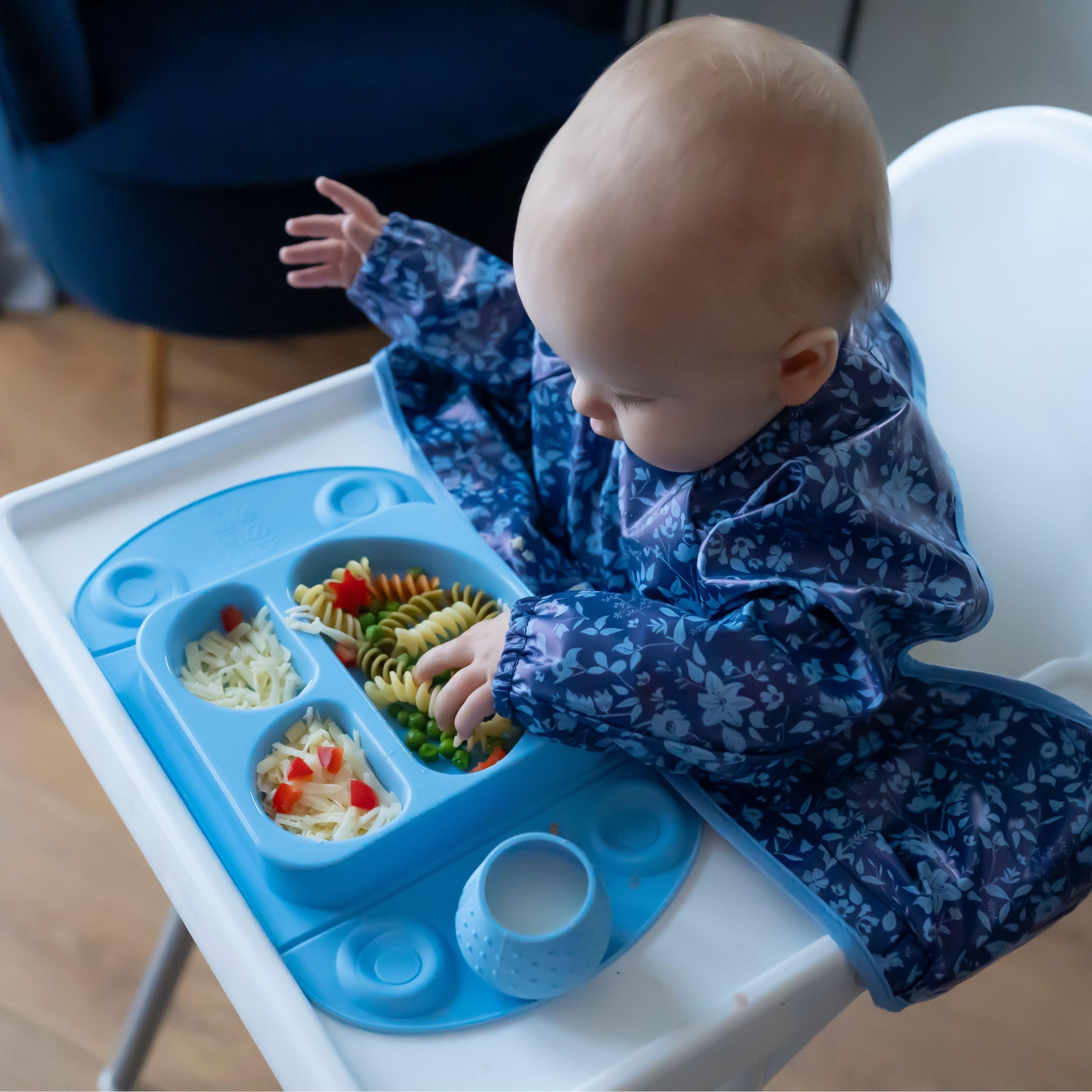 Tidy Tot®™ Assiette EasyMat Bébé en Silicone avec Ventouse et Couvercle – Assiette Repas Bébé Antidérapante avec Lunch Bag, Silicone Alimentaire LFGB, Dès 4 Mois