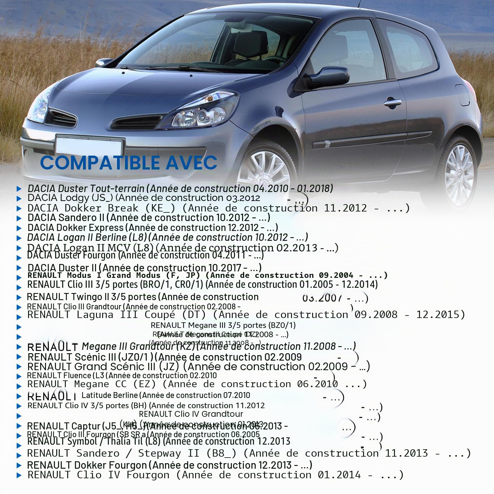 Capteur de débit d'air MAF 4 broches compatible avec Dokker Duster Logan Qashqai Juke Twingo Clio Megane Fluence Remplacement pour 8200682558 5WK97021