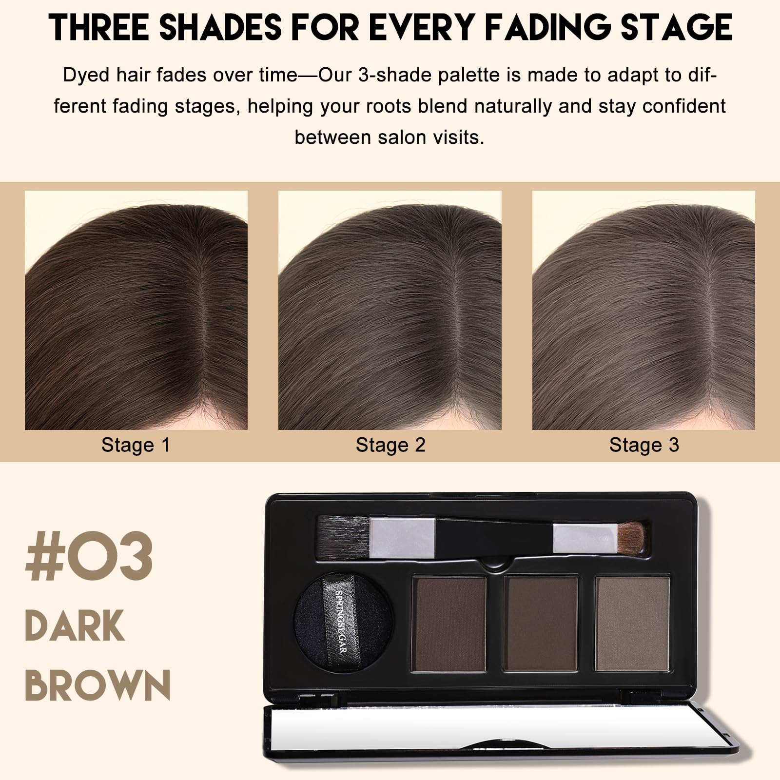 Root Touch Up Hair Color, 3 Color Blendable Hairline Powder for Gray Coverage Root Cover Up & Thinning Edges - Image 3