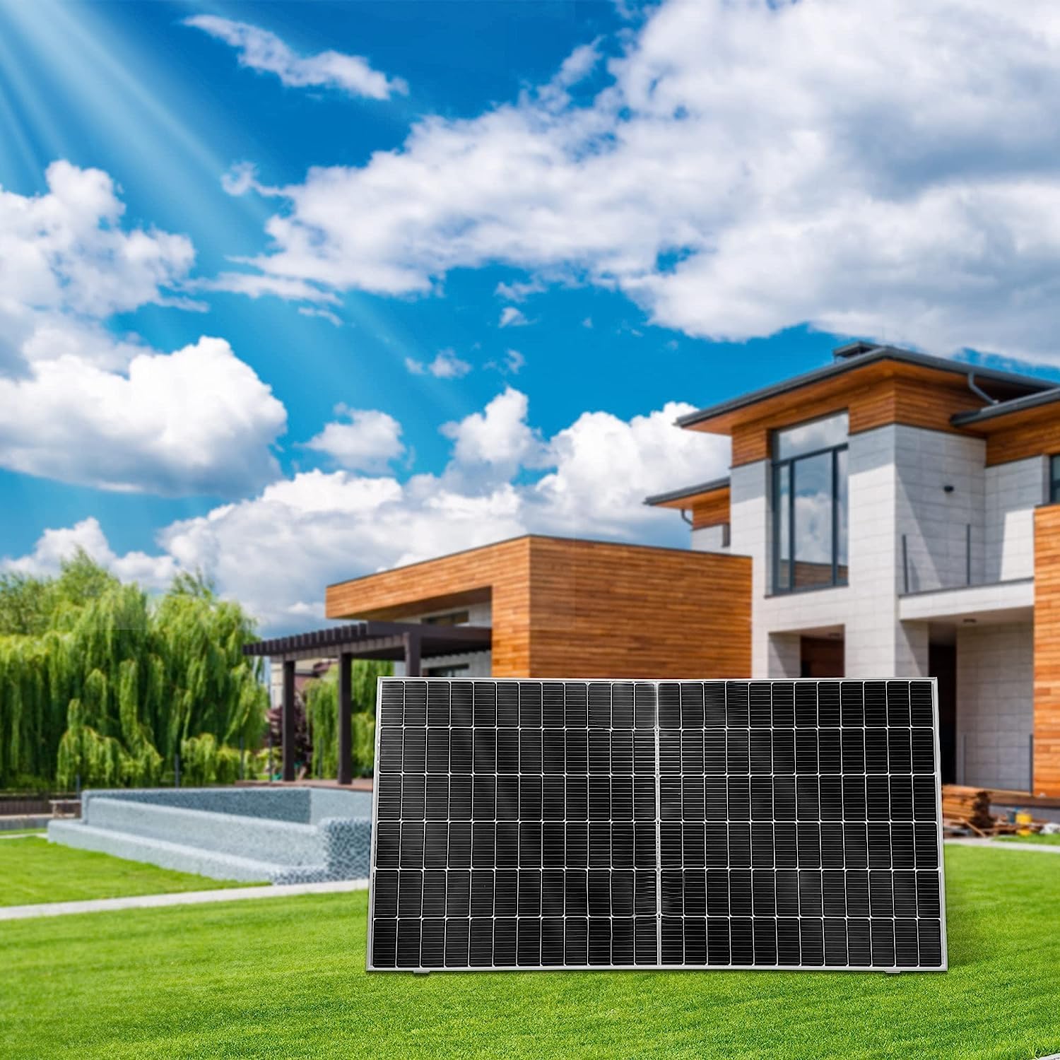 ULL Pannello solare da 400 W, 31,6 V, con 108 celle monocristalline ad alta efficienza, impermeabilità IP68 e eccellente resistenza PID, modulo solare monocristallino per casa, giardino