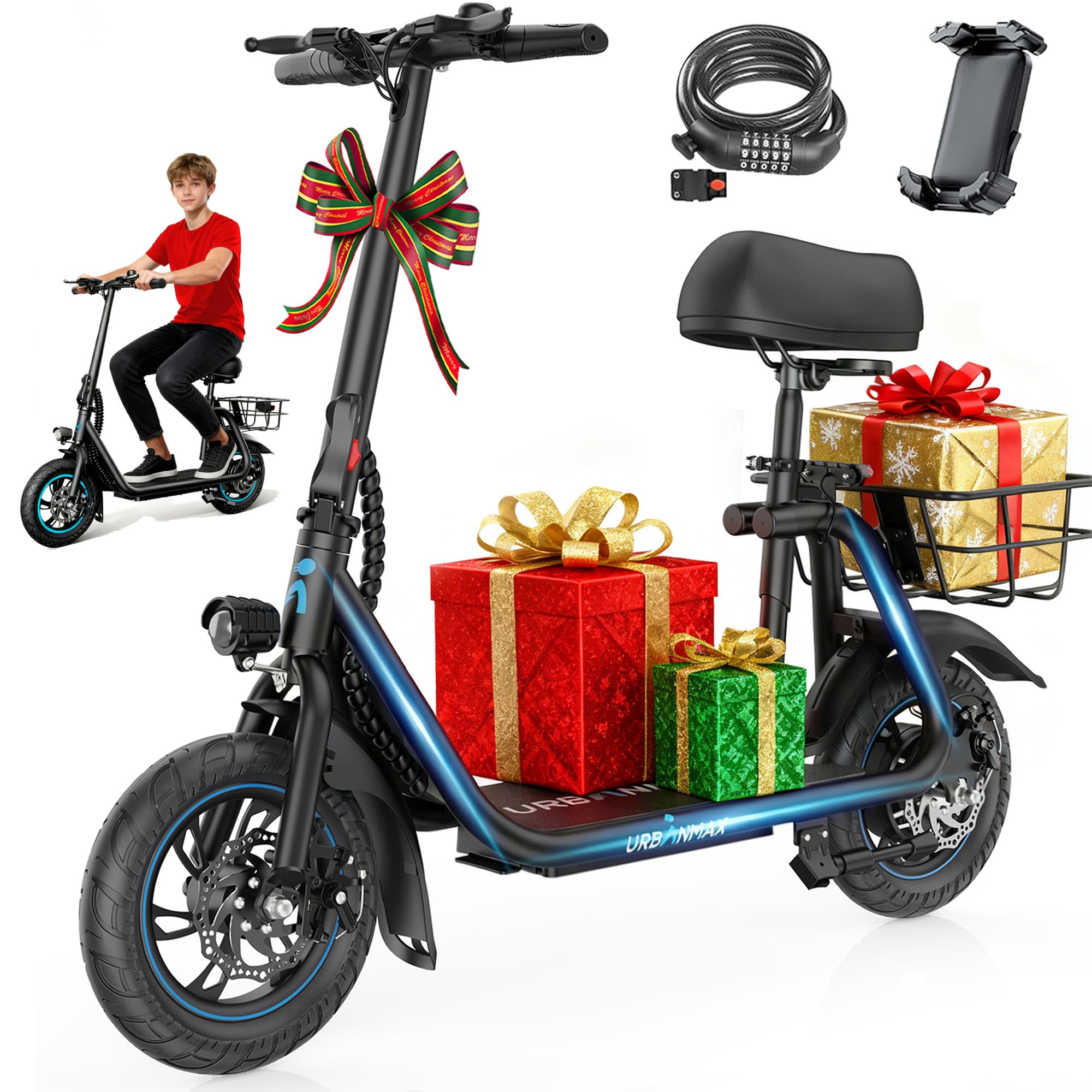 Urbanmax C1 Electric Scooter for Adults Teens 20 Miles Range 265 Lbs Top Speed 16MPH Wide Anti-Slip Deck