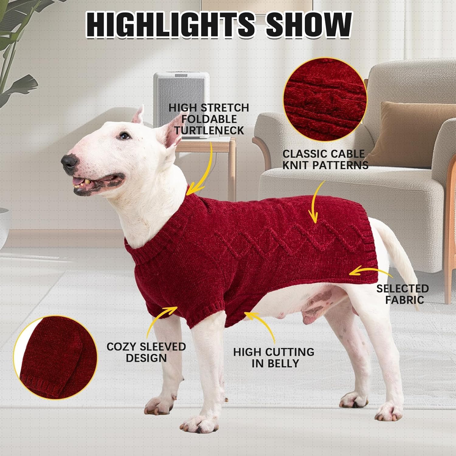 BINGPET Dog Sweater,Warm Turtleneck Dog Sweaters for Kuwait Ubuy