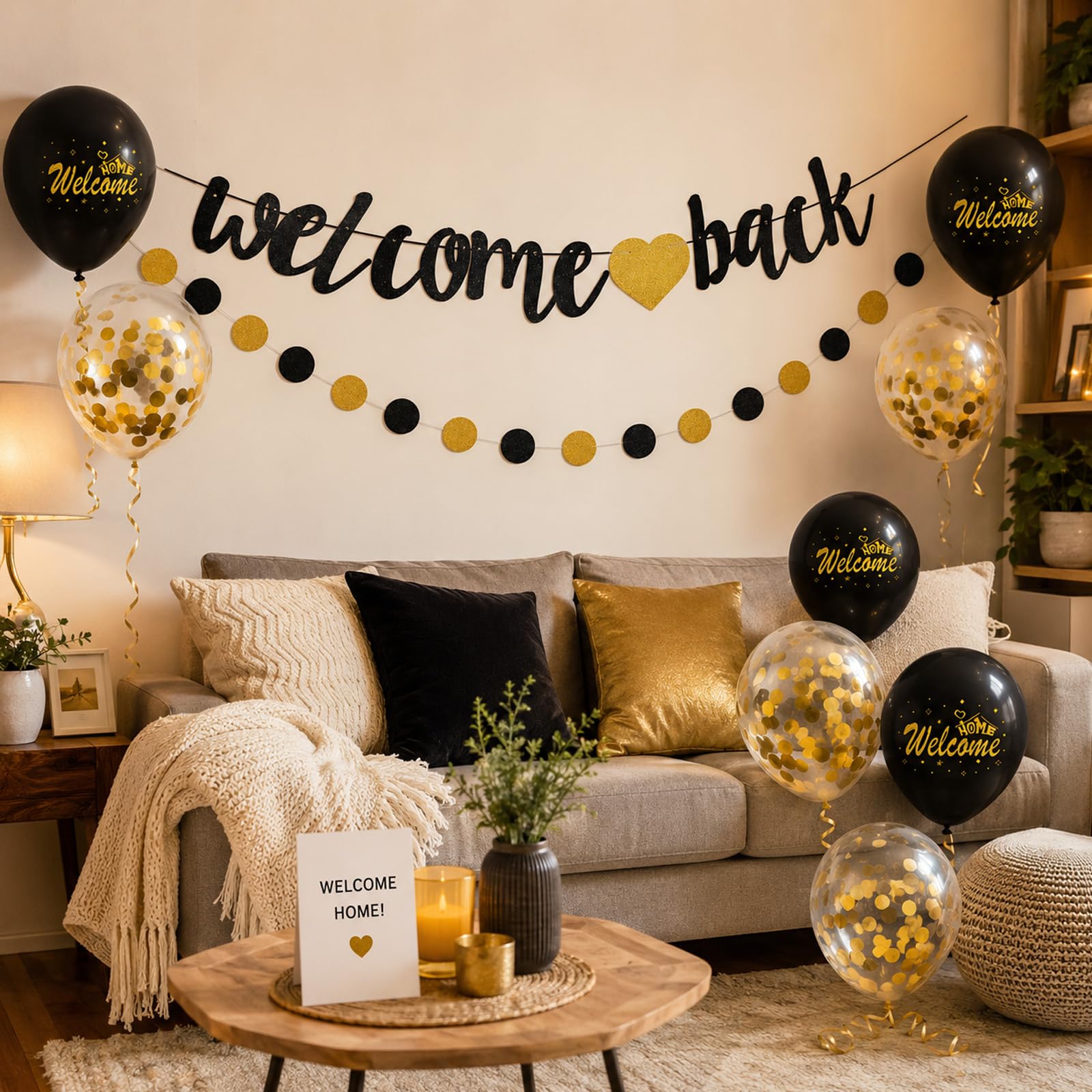 ALEGRE Welcome Home Deko-Set – Girlande + 20 Luftballons Für Überraschungsparty, Babyshower & Familienfeier Willkommen Zuhause Deko