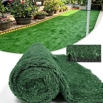 7x10 FT Artificial Grass Rug, 15mm Pile Height, Vintage Green