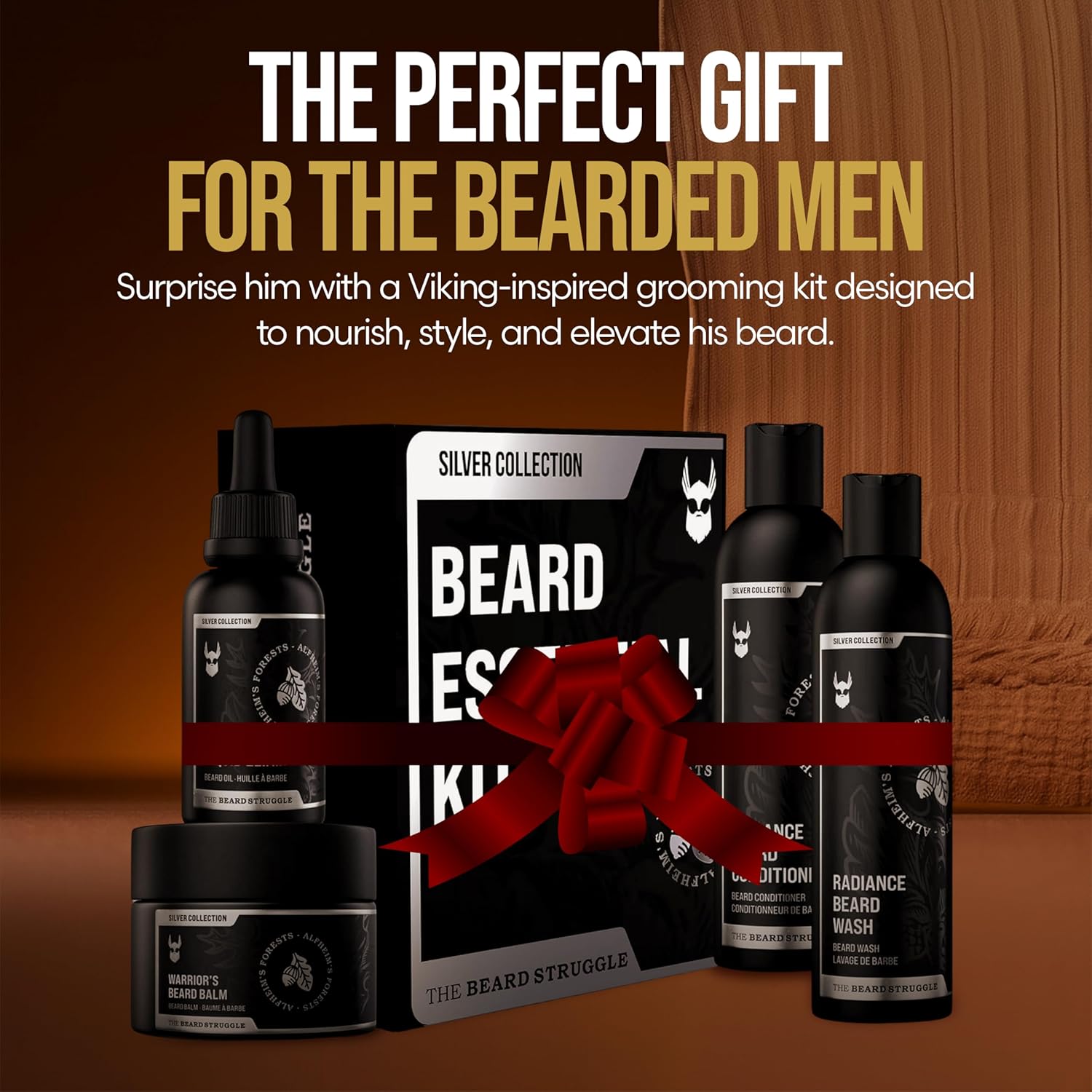 The Beard Struggle Kit for Men - Silver Collection Alfheim's Forests - Balm, Oil, Wash & Conditioner
