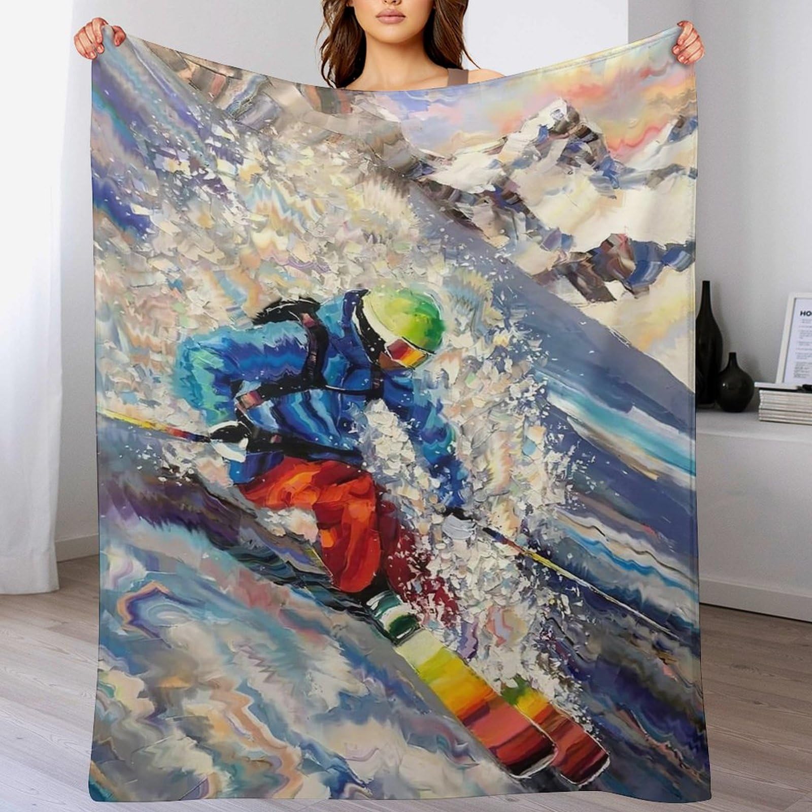 Couverture polaire snowboard thermique super douce et légère 150x200cm pour sofa