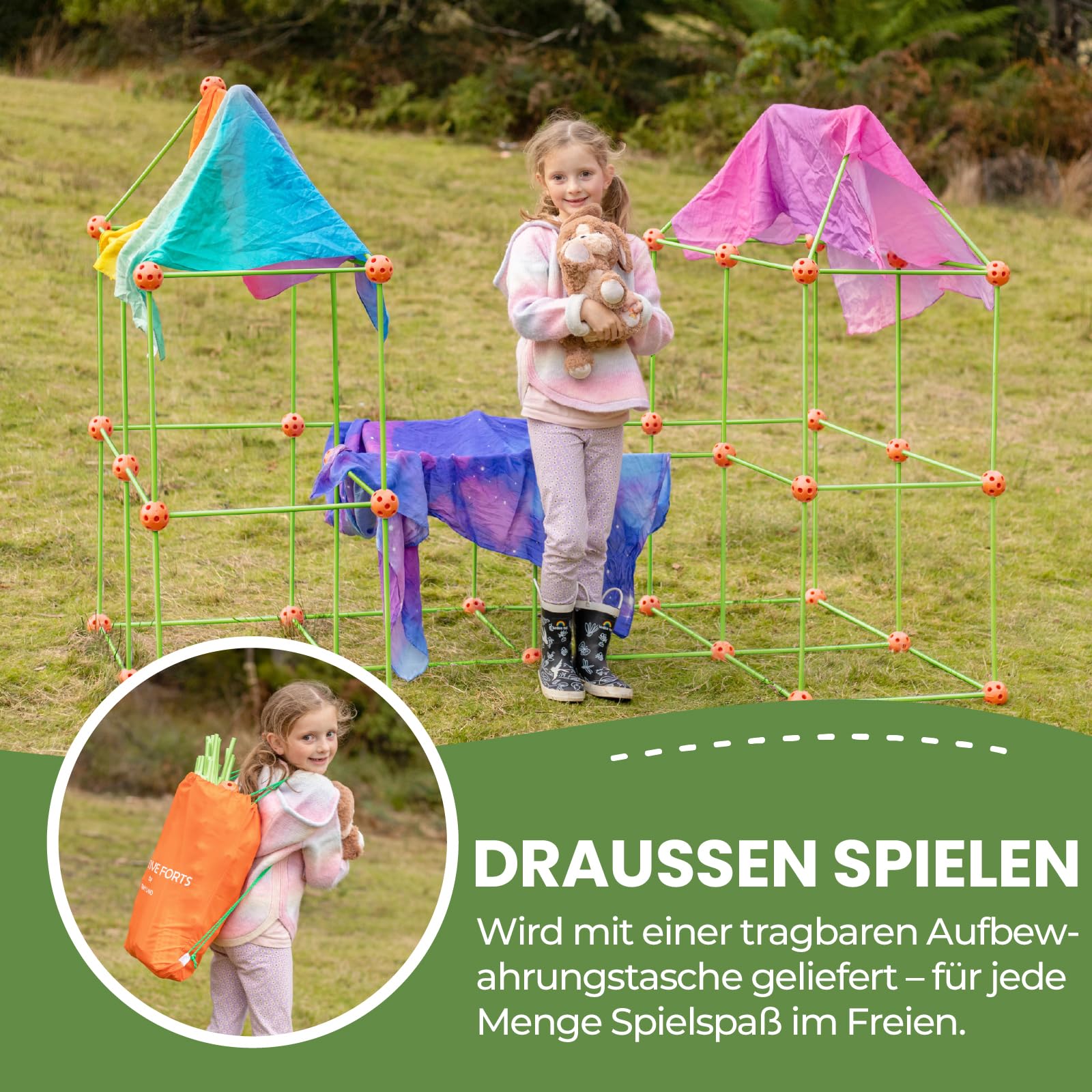 Tiny Land Konstruktionsspielzeug Höhle Bauen Kinder - 130PCS Höhlenbauset | DIY Kreatives Bauset, Garten Spielzeug Kinder Outdoor Indoor für 5+ ahre alt Junge & Mädchen