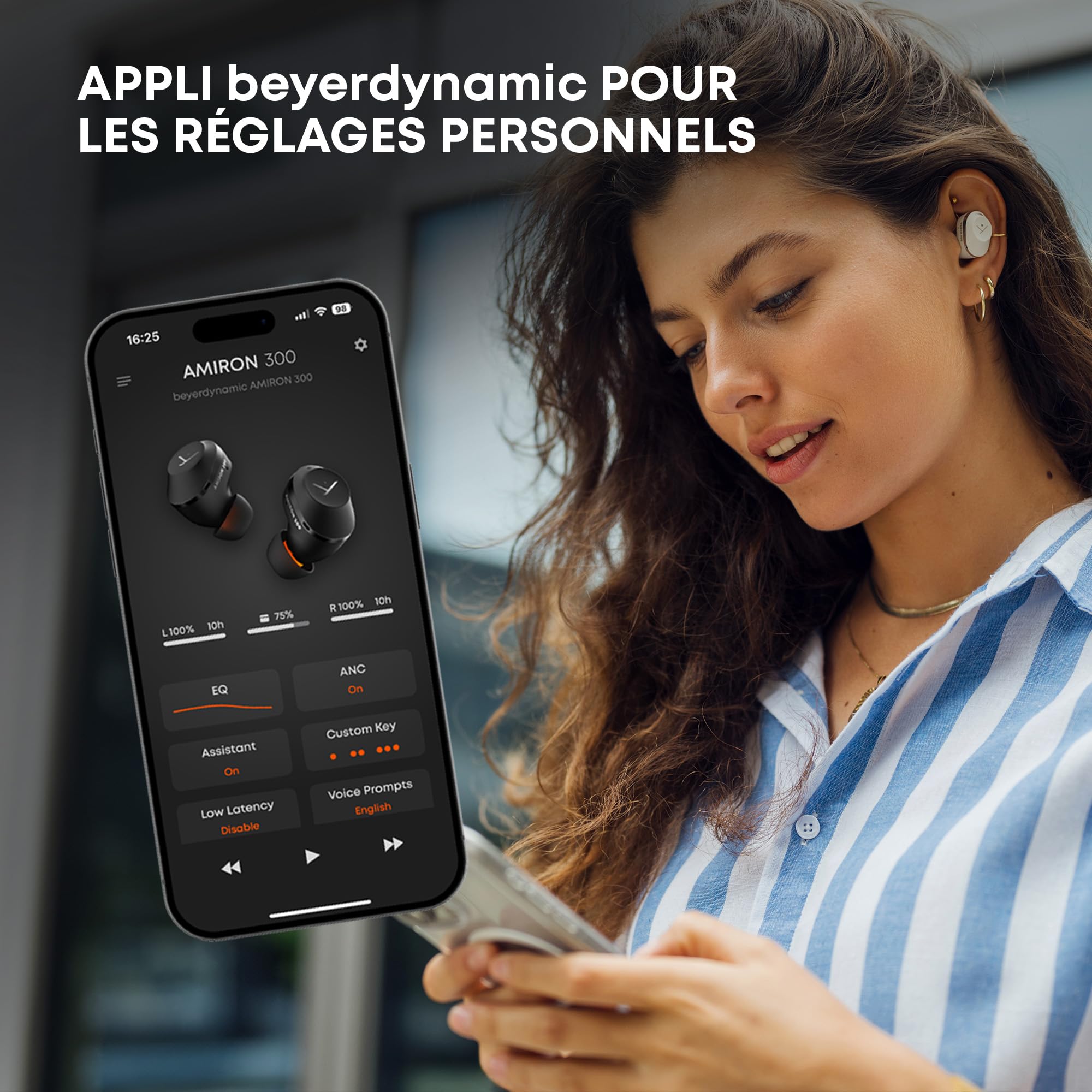 beyerdynamic AMIRON 300 Écouteurs Intra-Auriculaires sans Fil True Wireless avec réduction Active du Bruit et Mode Transparence, de Couleur Noir, Bluetooth in-Ear, 38 Heures Autonomie de la Batterie
