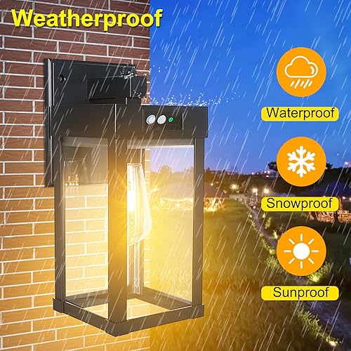 Miniatura 3 de Luces solares de pared para exteriores, farol solar con 3 modos de iluminación y sensor de movimiento, lámpara de porche exterior impermeable con