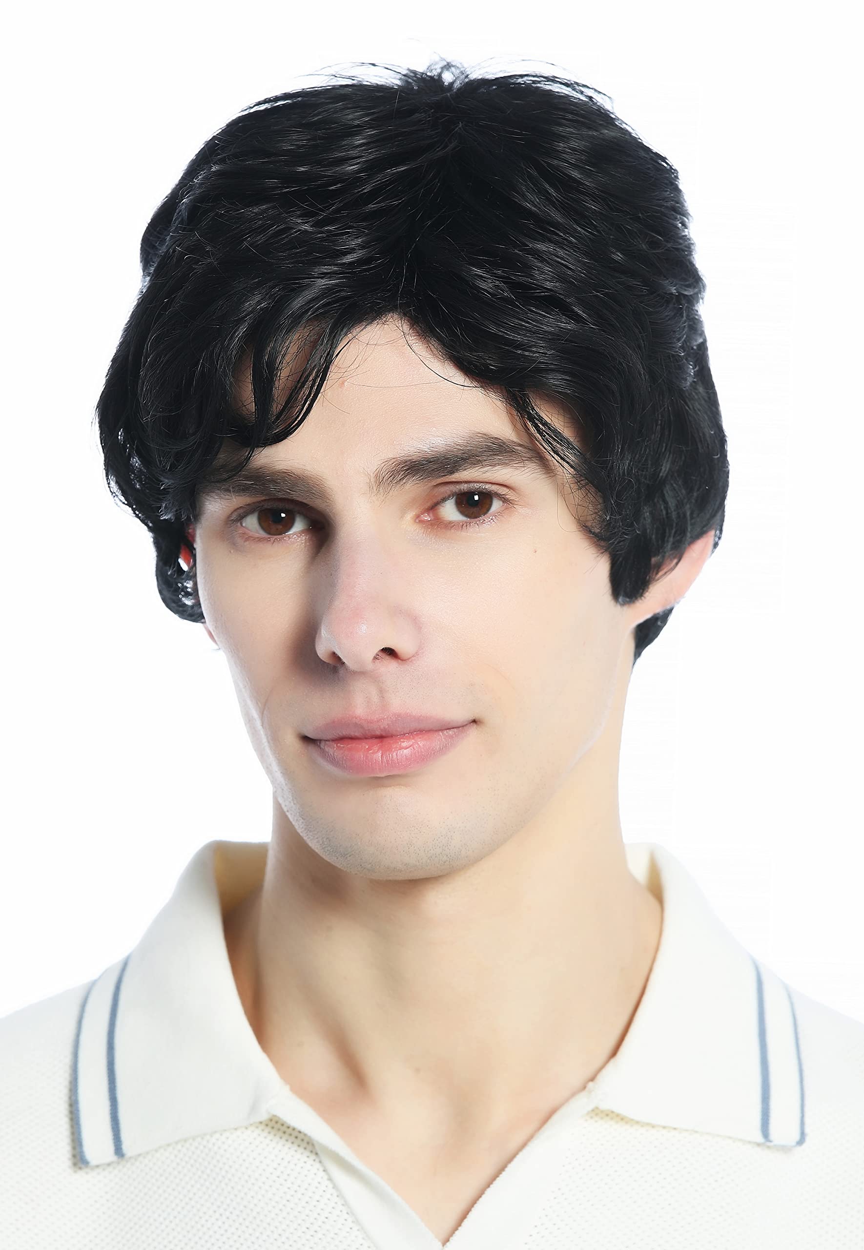 WIG ME UP - DW94A-1B Wig Men Women unisex short parting wavy black, velvet black (1B)