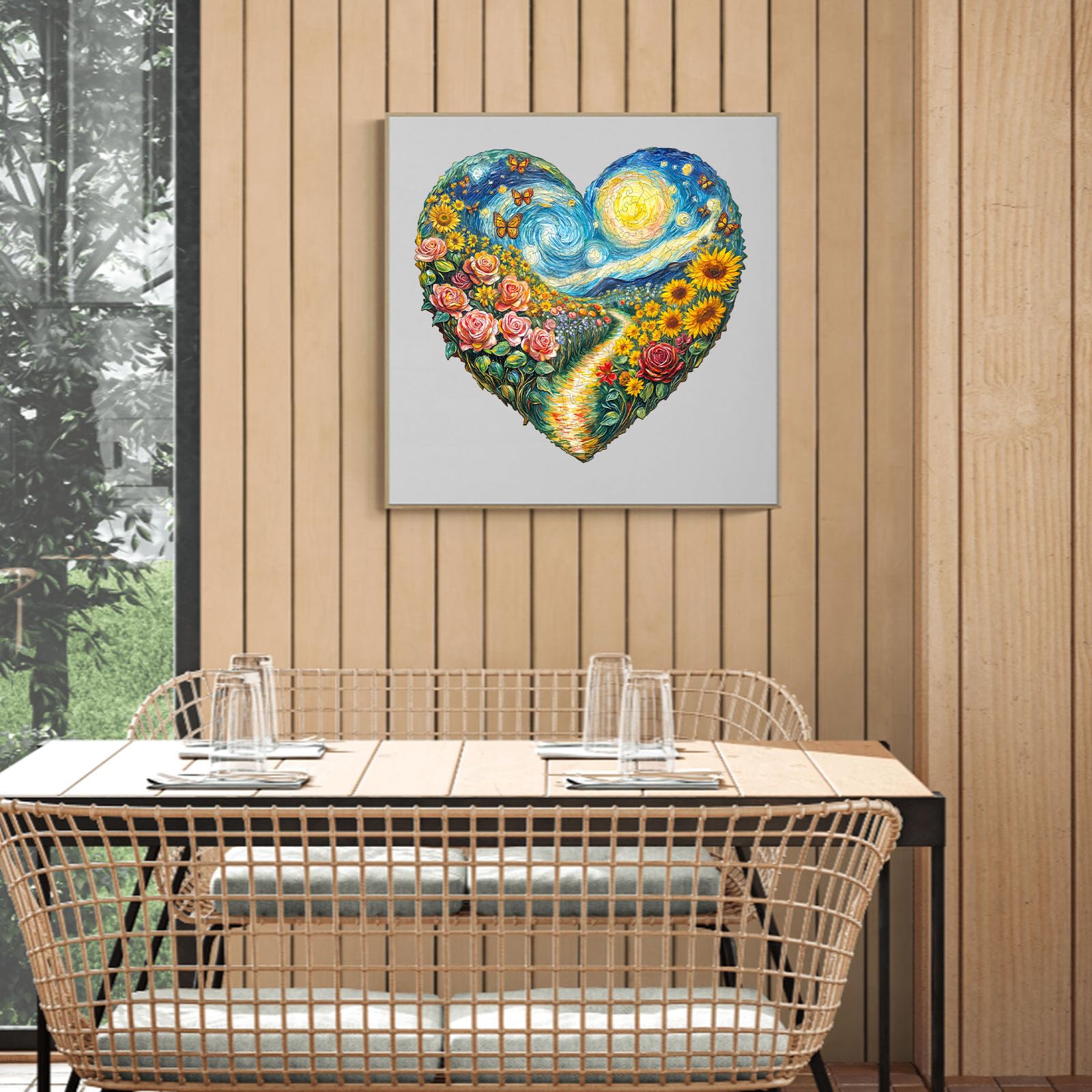 Puzzles en bois pour adultes – Puzzle en bois en forme de cœur – Puzzle unique en forme d'animal – Décoration écologique pour la maison et le bureau (M-29 x 28,7 cm)