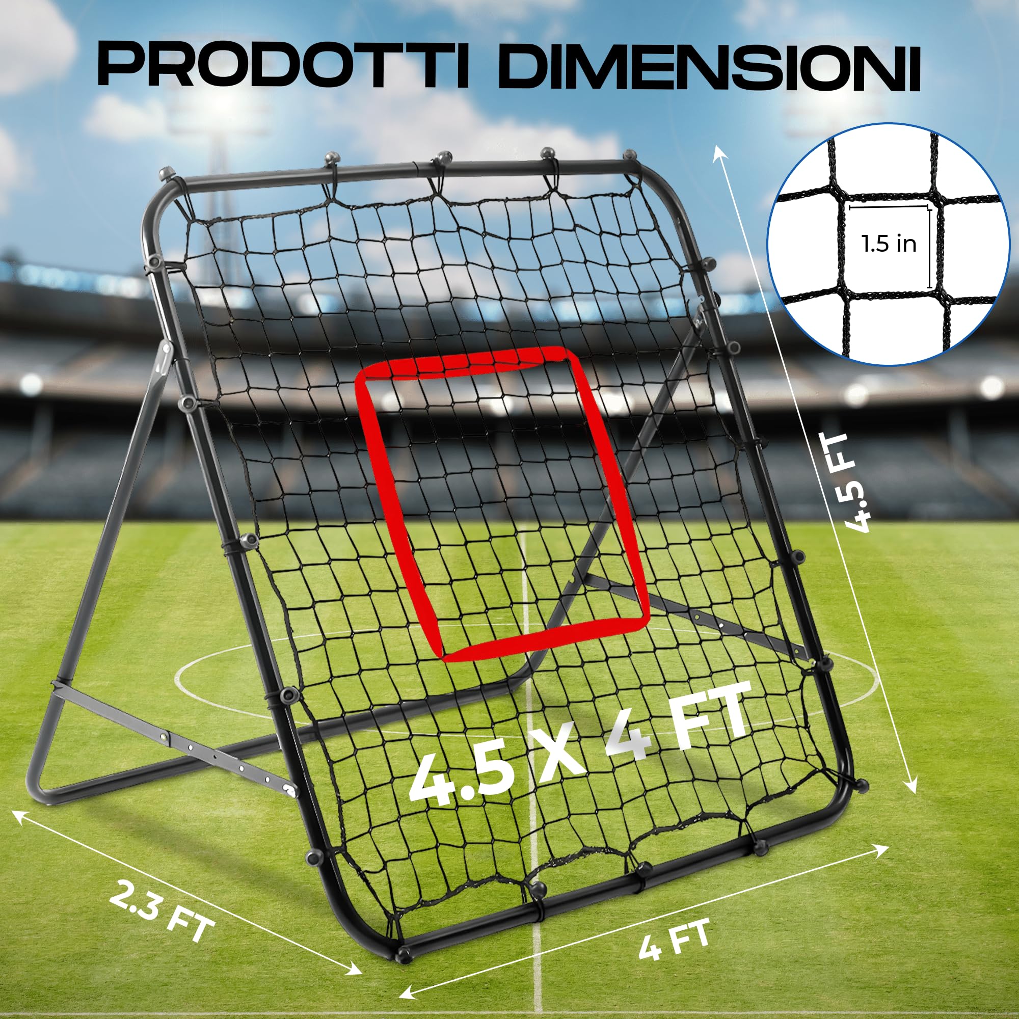 Volleyball Rebounder Net with 6 Adjustable Angles - Steel Frame Volleyball Net for Backyard Soccer Baseball Softball Lacrosse - Soccer Rebounder Set for Hitting Serving Passing Spike Practice