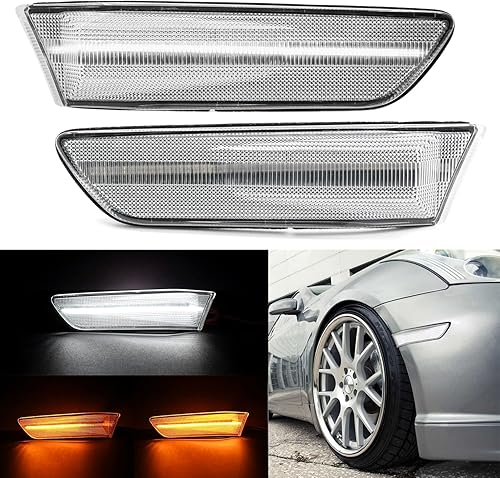 NSLUMO Luces de marcador lateral LED de color blanco ámbar para Infiniti G35 Coupe Skyline V35 lente transparente para parachoques delantero con