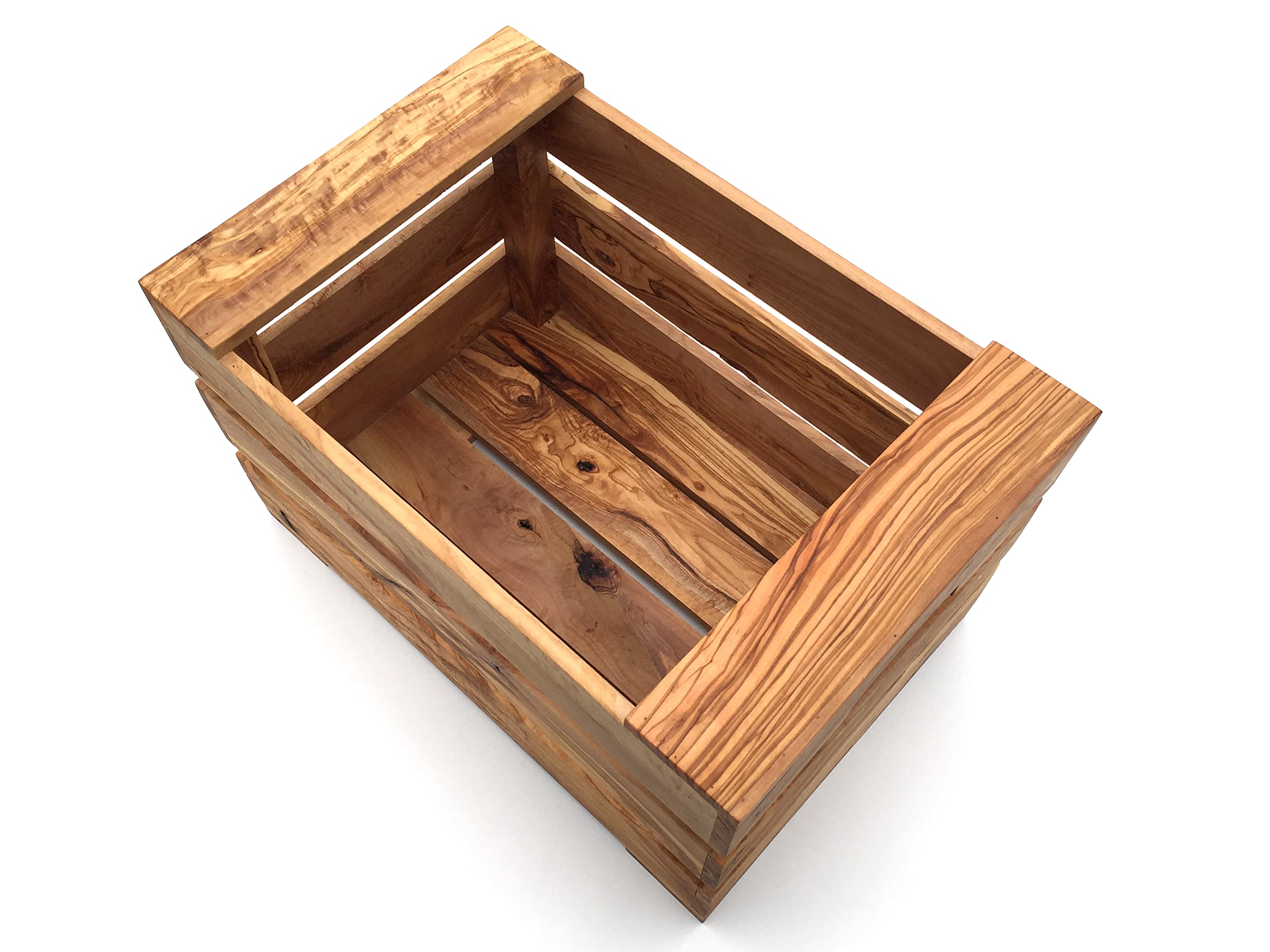Kiste handgefertigt aus Olivenholz Größe XL 45x35x28 cm Aufbewahrung Gemüsekiste Obstkiste Dekor Holzkiste
