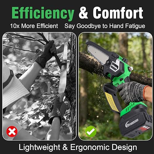 Miniatura 5 de 6 Inch Mini Chainsaw Cordless Brushless, 18V Electric Chain Saw with 2x 4.0Ah Batteries & Manual Oiling System, One-Handed Handheld Power Pruning