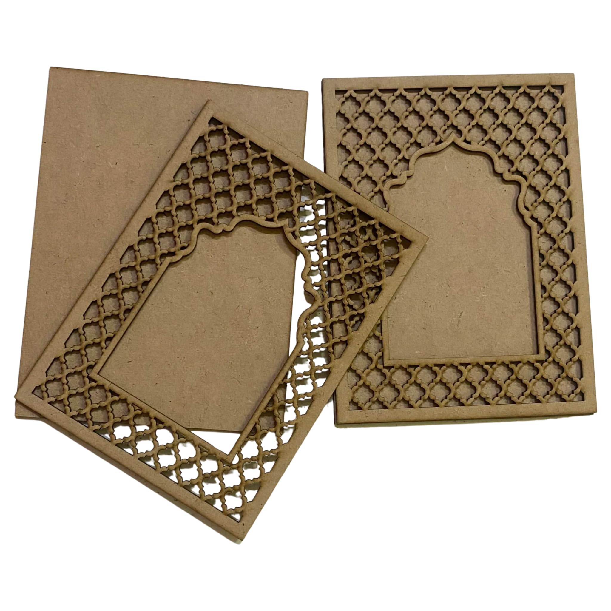American Elm MDF Jharokha Cutouts Pack of 2 Jharokas Wall Decor MDF Frames for Art and Craft, 8x6 Inch Unfinished Wooden Panel 3