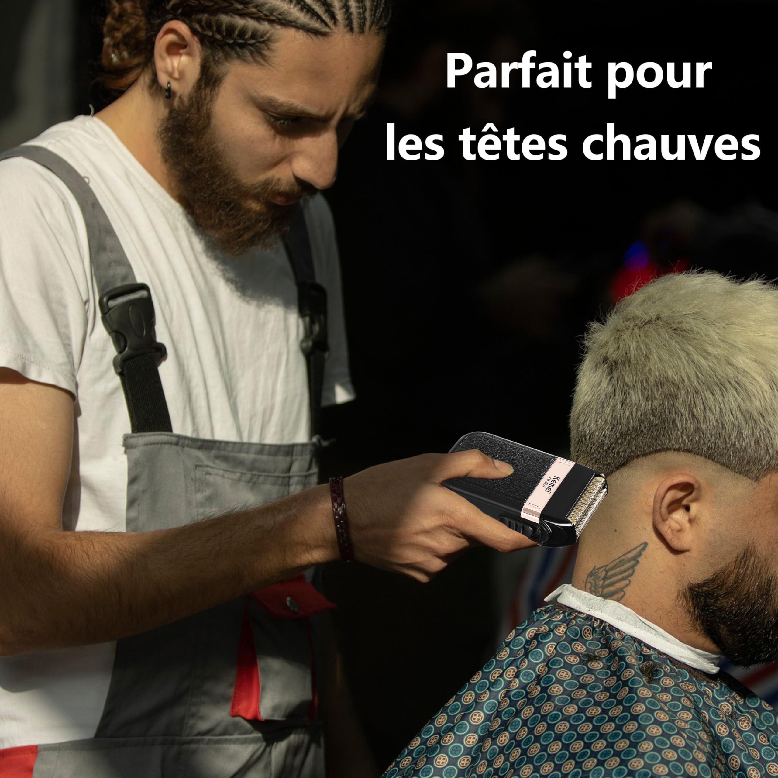 KEMEI Rasoir Électrique Sans Fil et Rechargeable pour Hommes, Idéal pour les Voyages, Shaver Humide et Sec, pour Couper les Cheveux et la Barbe, Cadeau pour Hommes