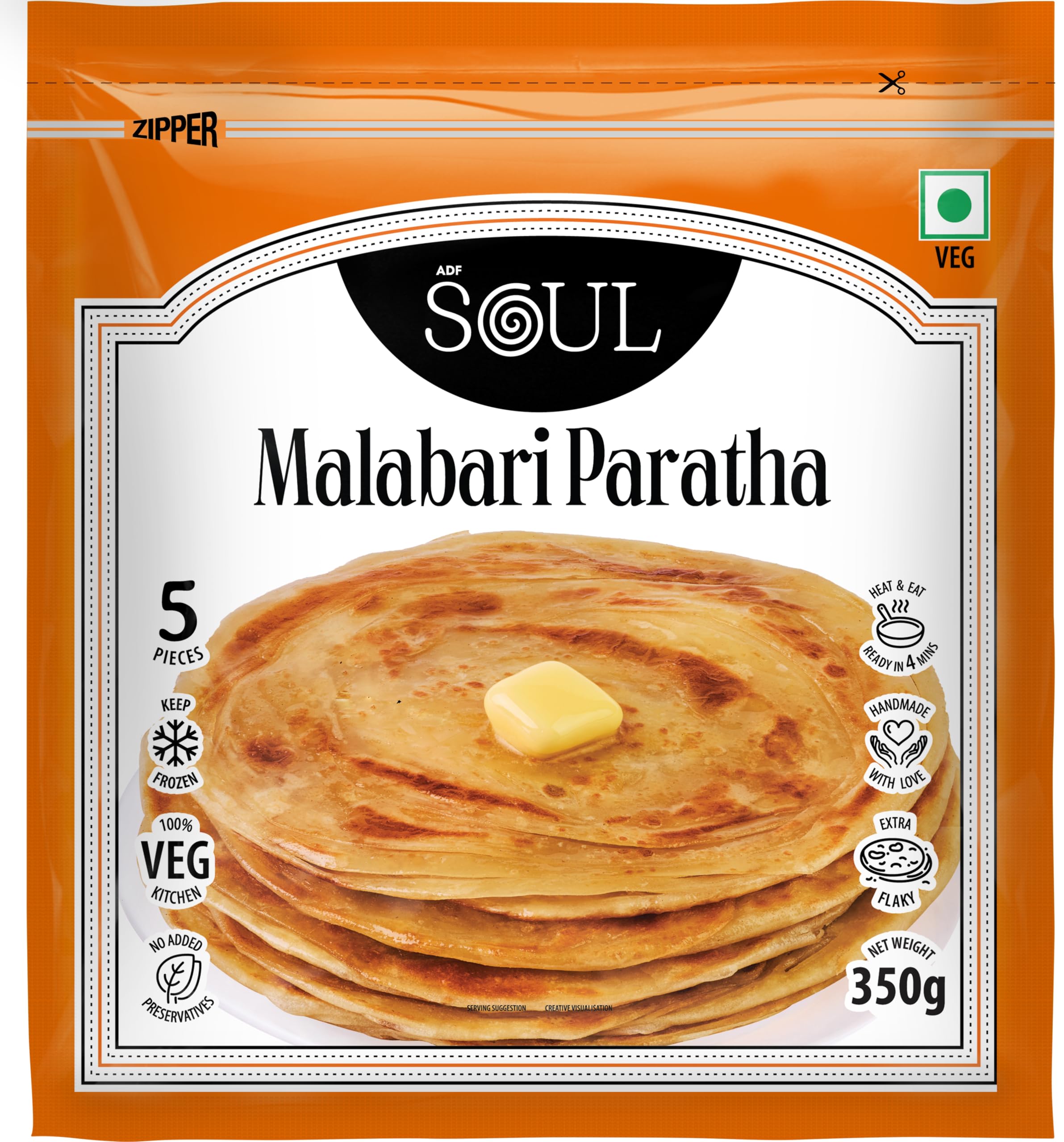 Adf Soul Malabari Paratha, 350 gm