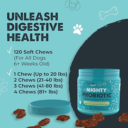Miniatura 4 de Mighty Paw Waggables - Probióticos masticables para perros (hechos en Estados Unidos) Probióticos para perros y enzimas digestivas. Probiótico con