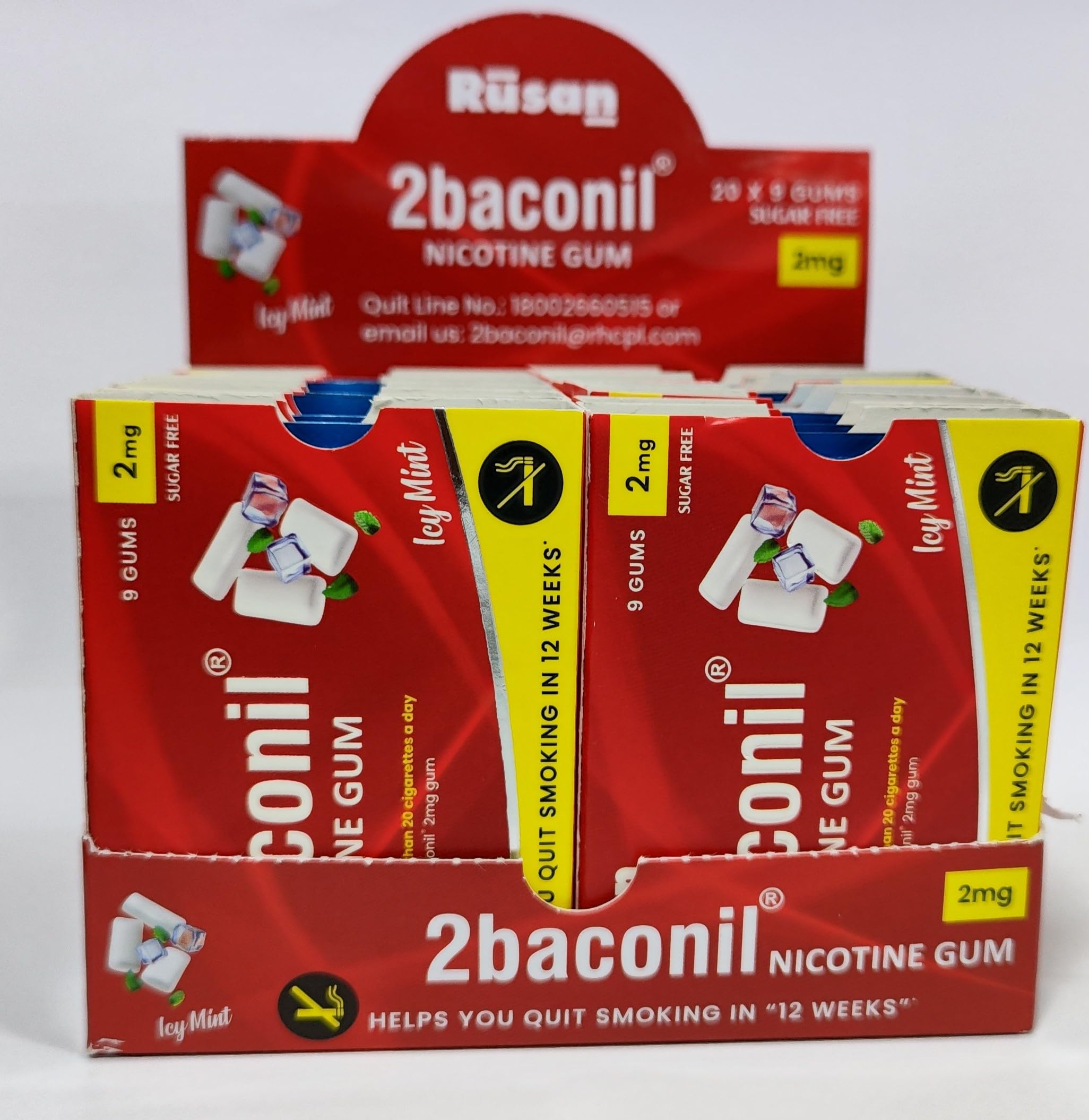 Rusan 2baconil Nicotine Icy Mint 180 Sugar Free Gums 2mg | Pocket Friendly Pack of 20 N9 Strips | Helps to Quit Smoking and Chewing Tobacco/Gutkha (B0D9XCNRC3) Amazon Price History, Amazon Price Tracker