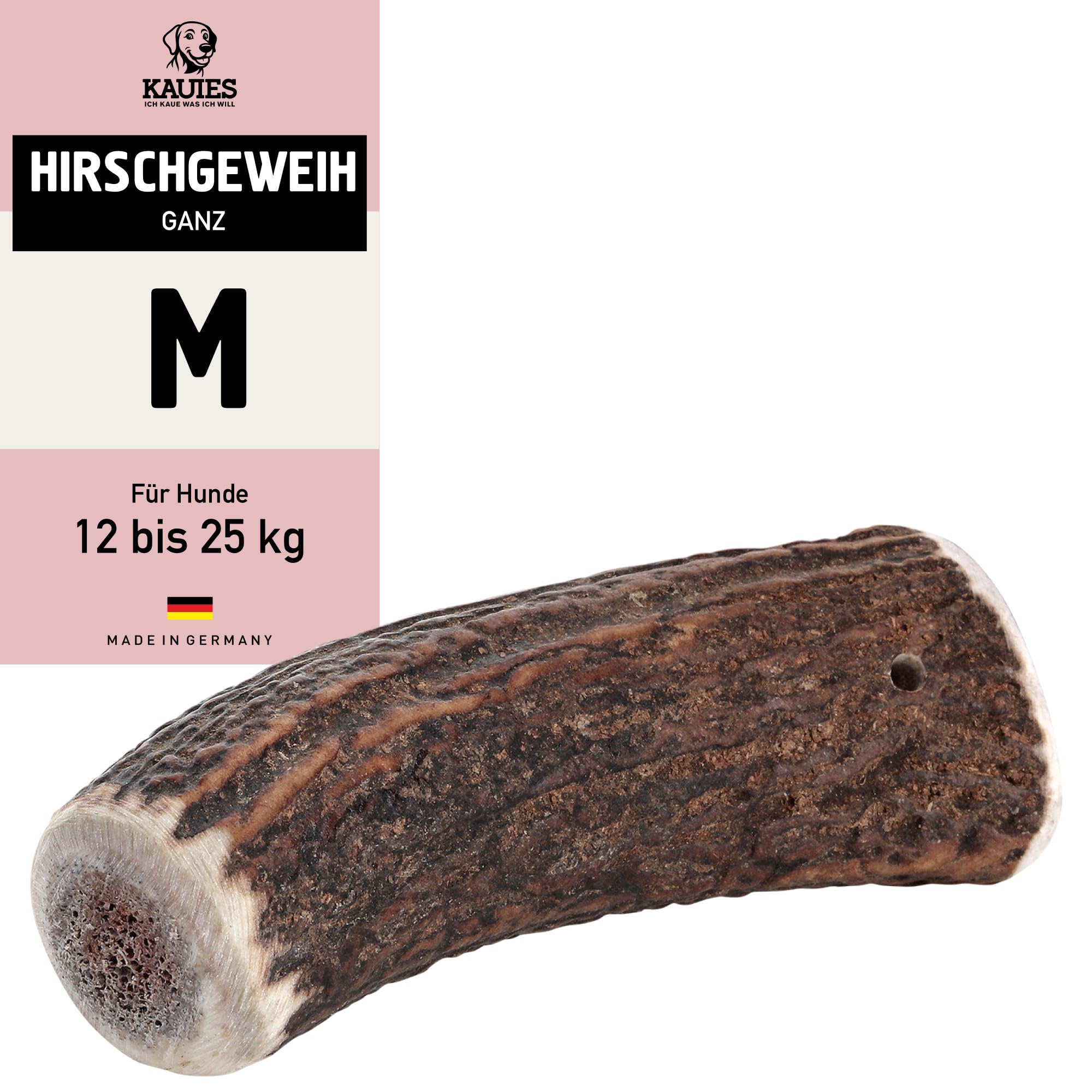 Kauies Hirschgeweih für Hunde ganz - Monoprotein, 100% natürlich, zuckerfrei und kalorienarm - Made in Germany, nachhaltig und tierversuchsfrei - Größe XS