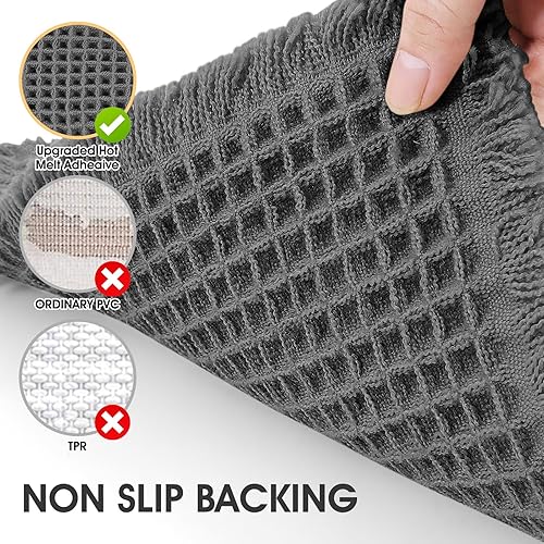 Miniatura 3 de IM HOME - Tapete tejido en punto gofre y con borlas, moderno, bohemio, absorbente, antideslizante, suave, lavable, para baño, dormitorio, cocina,