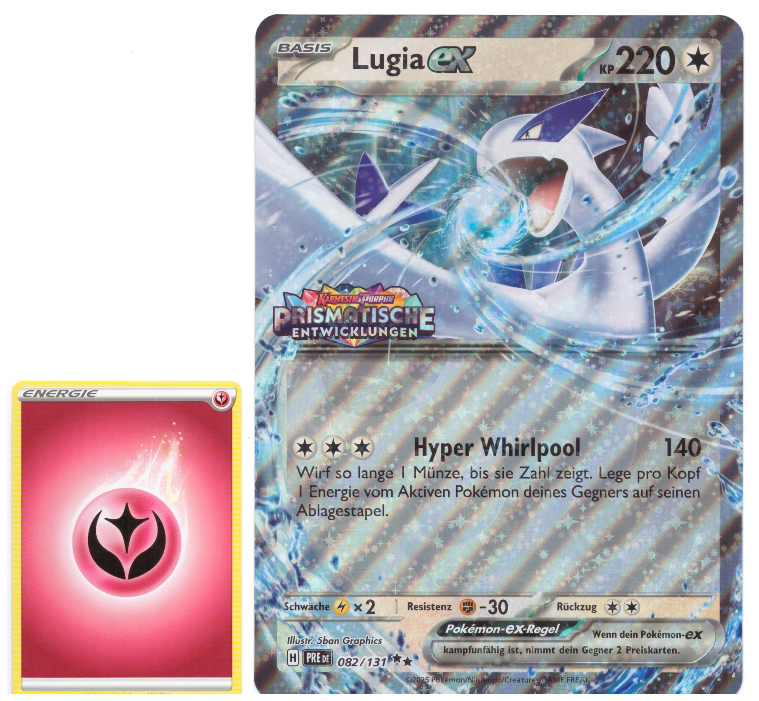 BB-Toy-Trades TCG PKM Sammelkarte XXL Black Star Promo Karte Lugia ex PRE 082/131 - DEUTSCH - Fullart Holo Mega Jumbo Oversize Einzelkarte mit BB-Toy-Trades Sleeve (Lugia PRE)