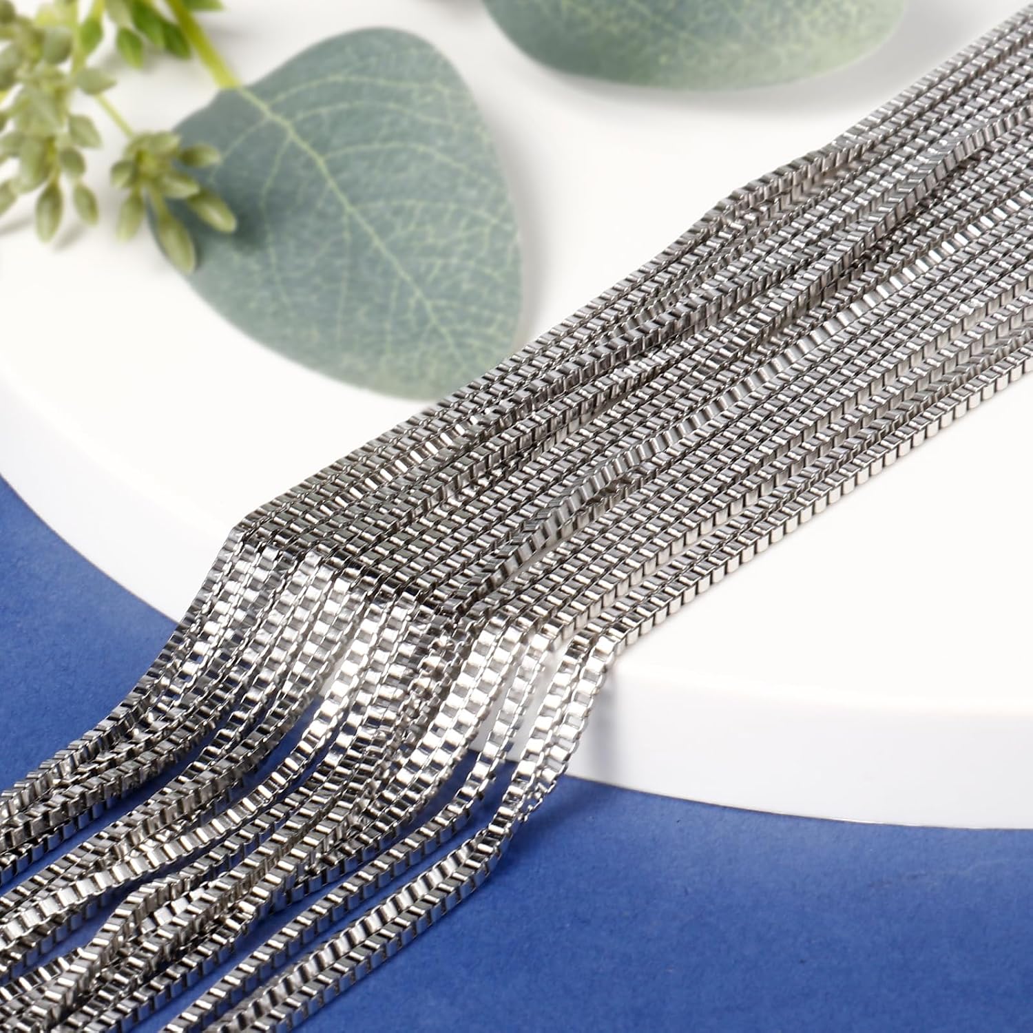 33FT Stainless Steel Box Chain for Jewelry Making 1MM Silver Chain Roll
