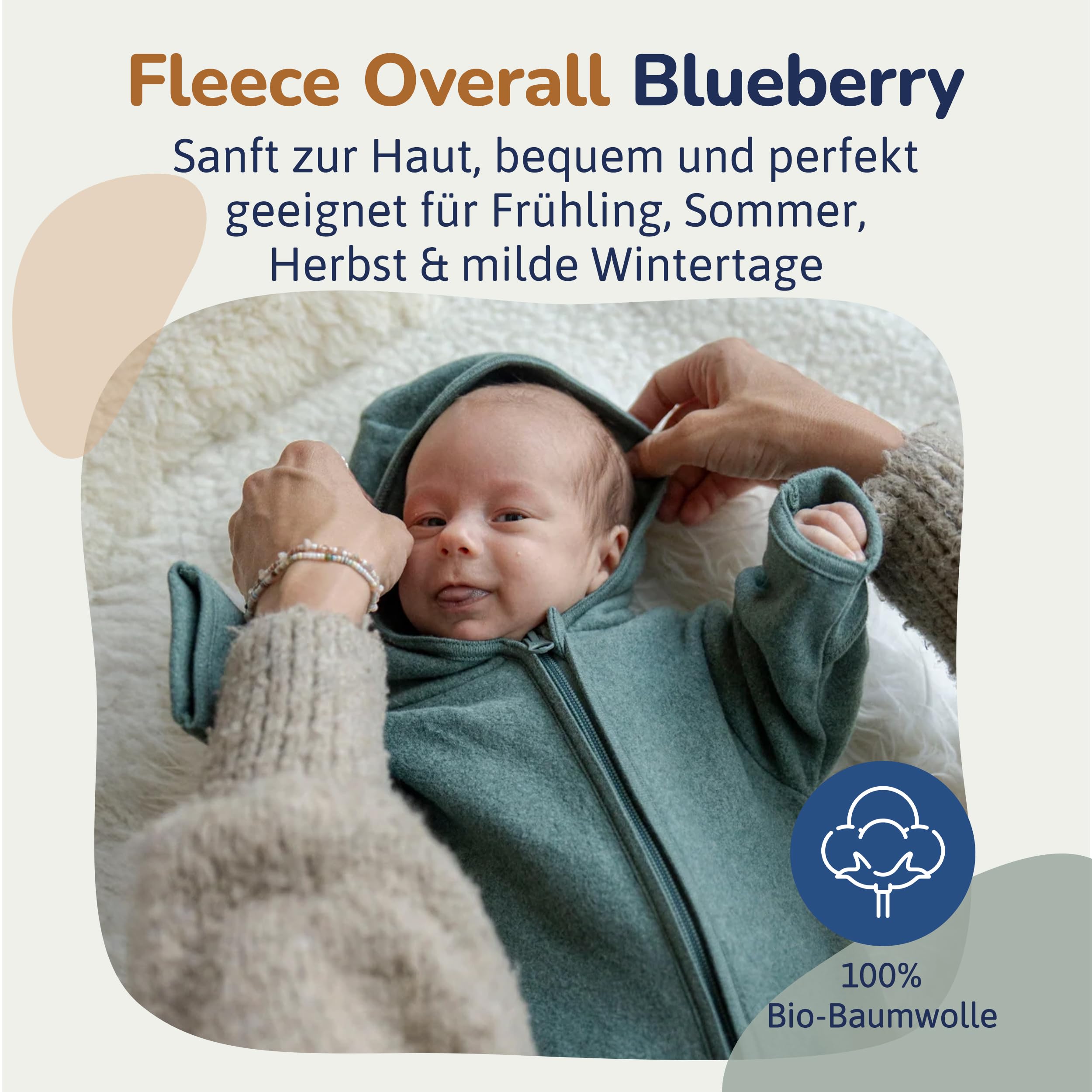 Fleece Overall aus Bio-Baumwolle (50/104) – Baby kuschelig weich, für jedes Wetter geeignet – Made in Europe – Fleece Overall Kinder nachhaltig und mitwachsend