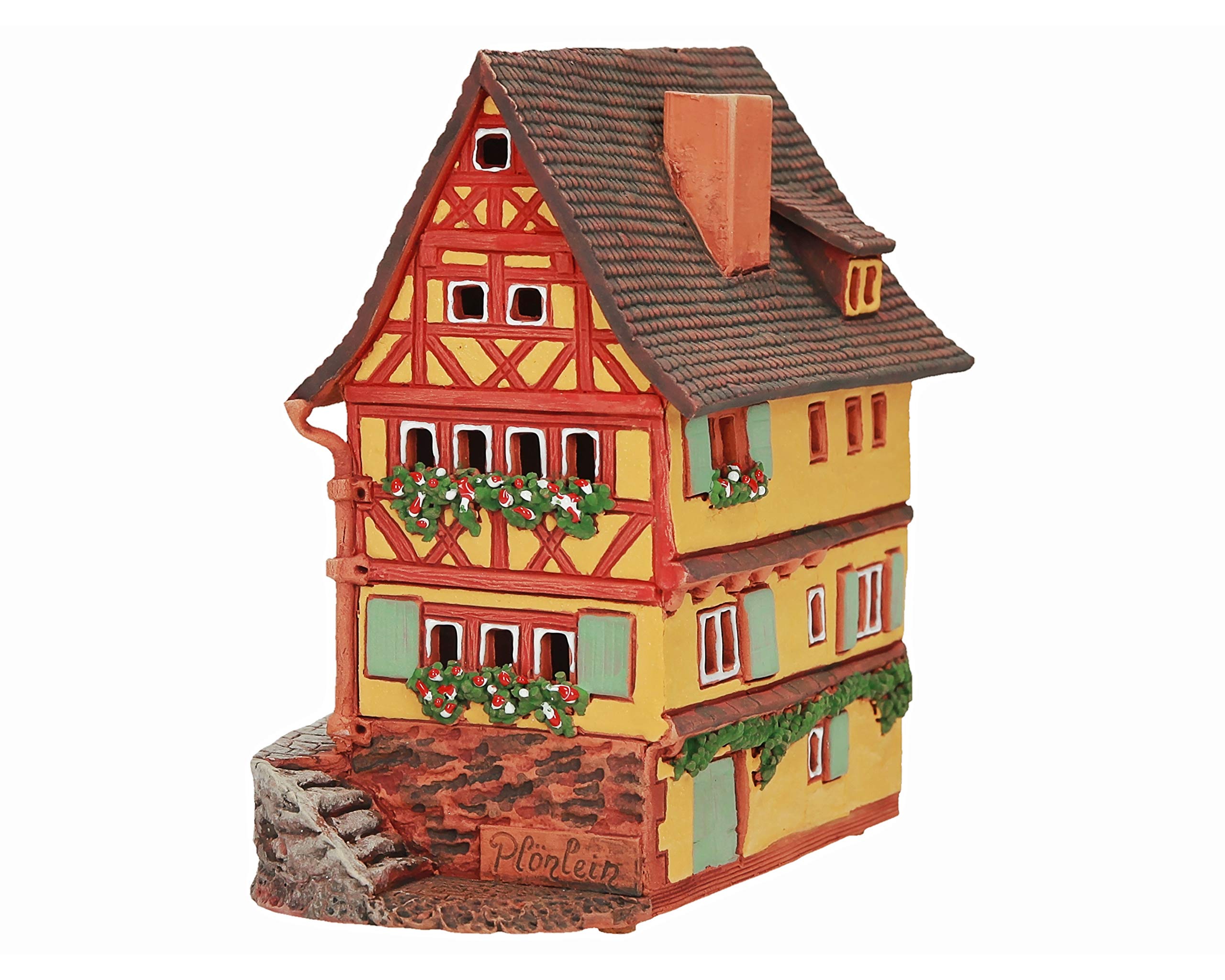 Aroma Lichthaus Keramik Weihnachtshaus, Lichthäuser Weihnachtsdorf, Teelichthaus, Handarbeit Künstlerisches Nachbildung Miniatur, Historisches Haus Plönlein in Rothenburg, Deutschland, C260AR