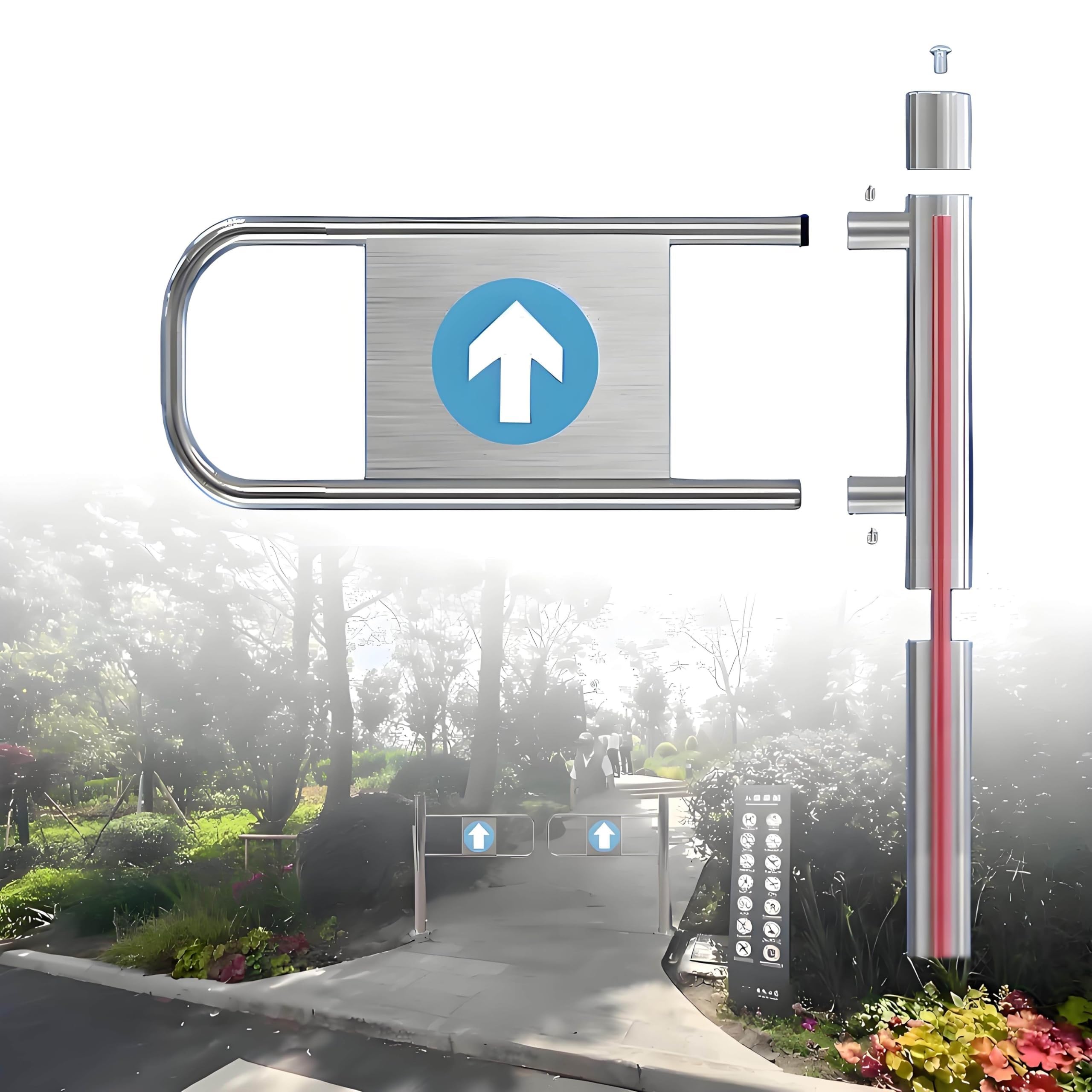 FHRKA Silver Warehouse Pedestrian Gate Door, Entrance Swing Gate for Supermarket, Spring-Loaded Cashier Counter Barrier (Right 90×100cm)