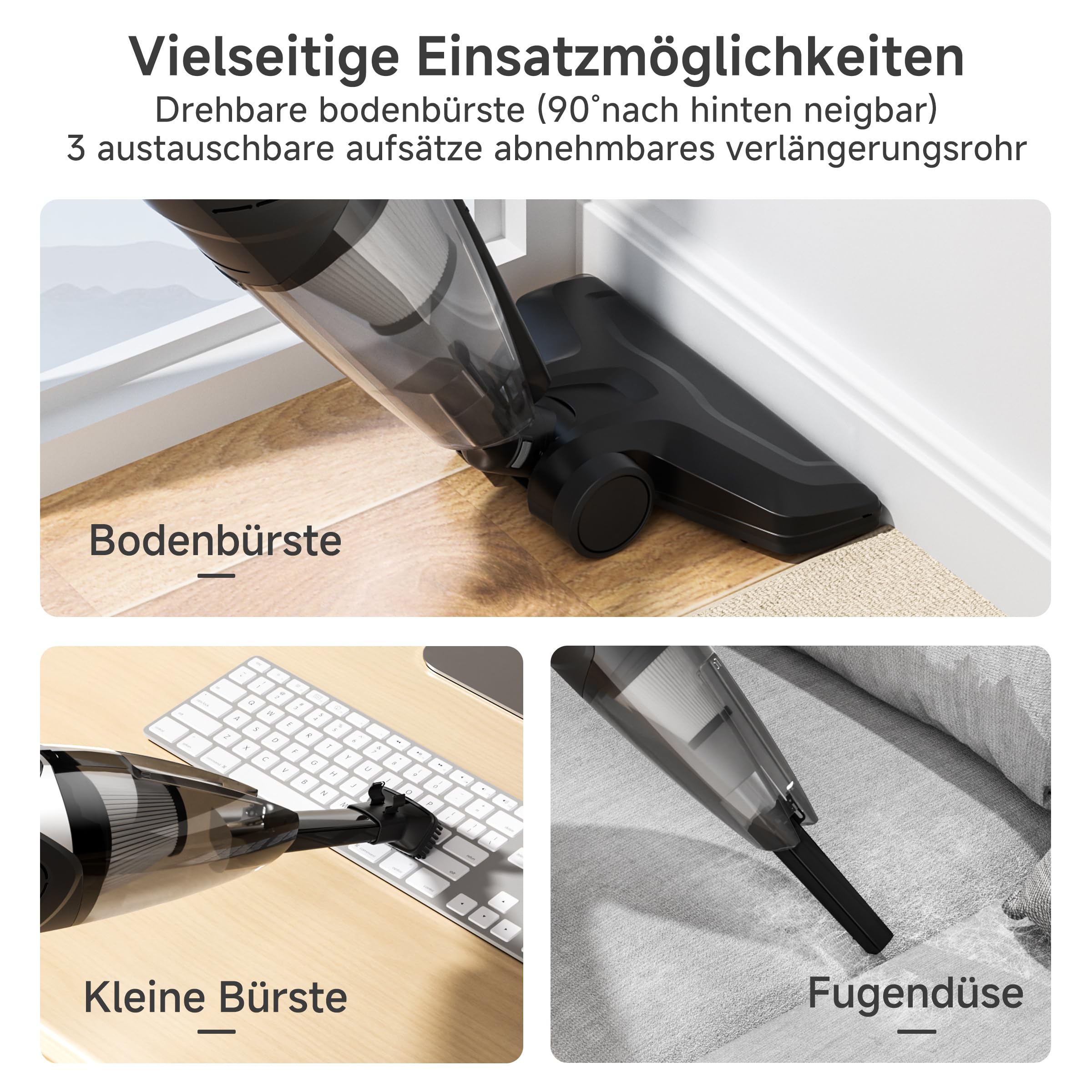 SIMPLUS Stielstaubsauger mit Kabel 600W, 2-in-1 Handstaubsauger, 22KPa Saugleistung, HEPA Filter, 1L Staubbehälter, leicht 1,76kg, für Hartboden & Teppich