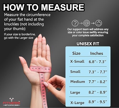 Miniatura 10 de FITNESS FORCE Guantes de entrenamiento para hombres, guantes de gimnasio con agarre de silicona para hombres y mujeres, guantes de levantamiento de