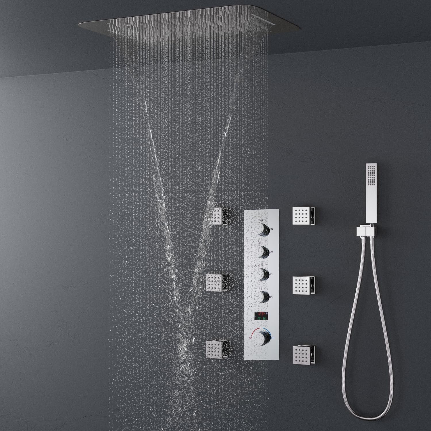 AYIVG 16 * 24 Inch Multi Functions Thermostatic Full Body Shower System