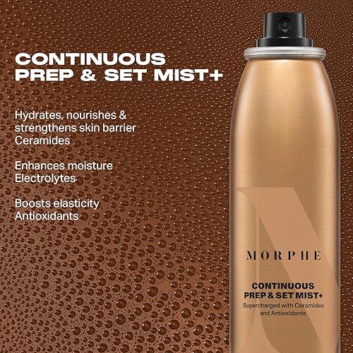 Miniatura 4 de Morphe Continuous Prep & Set Face Mist - Spray hidratante para maquillaje y preparación de la piel, enriquecido con ceramidas y antioxidantes para