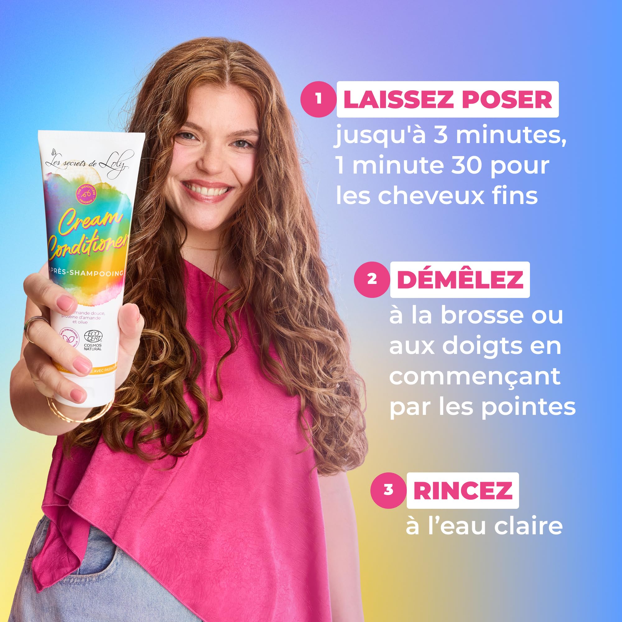 Les Secrets de Loly - Cream Conditioner - Après-shampooing démêlant Hydratant & définition - Cheveux ondulés, bouclés, frisés et crépus - 250 ml