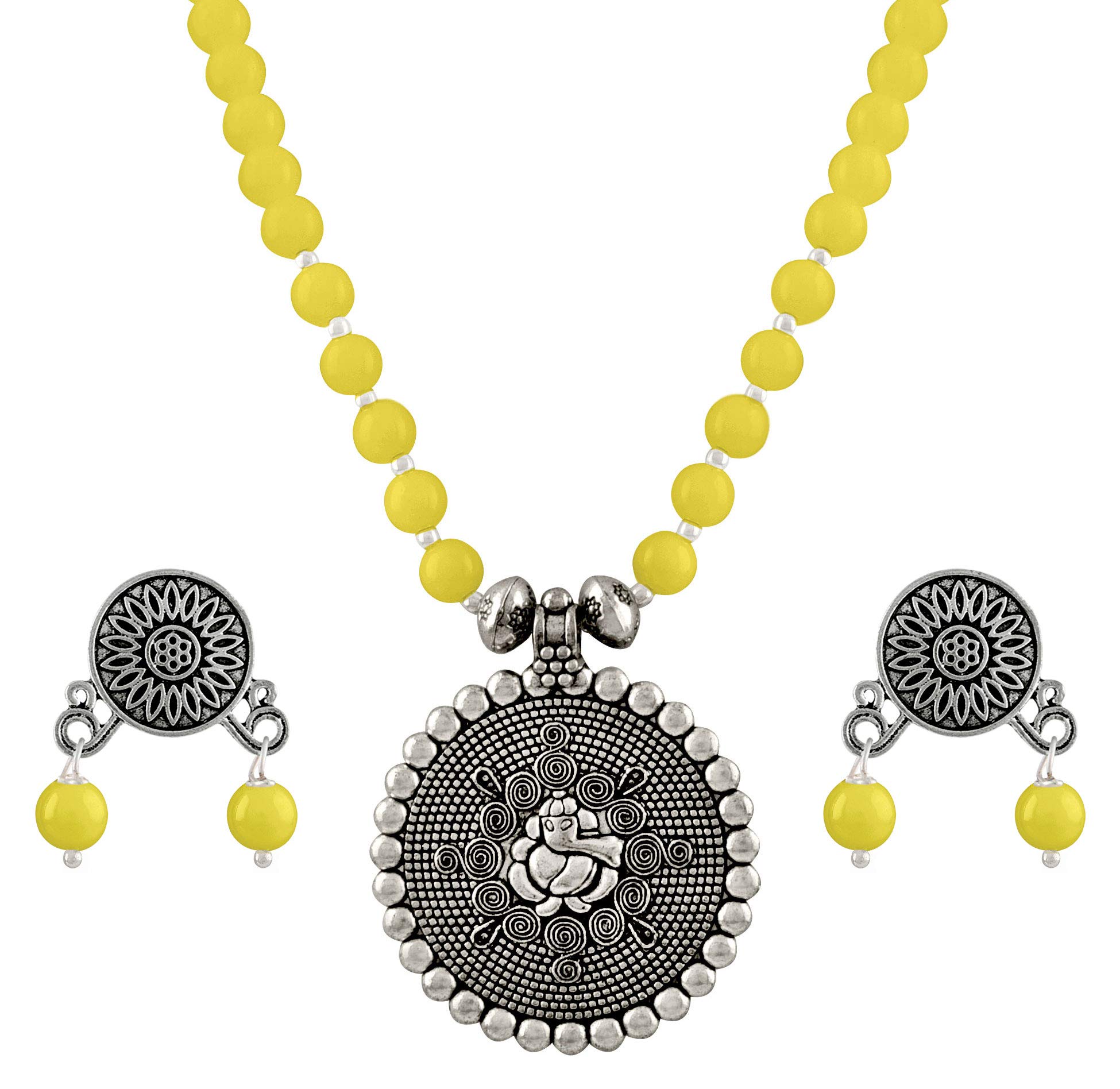 JFL - Jewellery for Less Bead Necklace Silver Plated Ganesha Pendant Set For Women,Valentine (B08LBBVP2L) Amazon Price History, Amazon Price Tracker