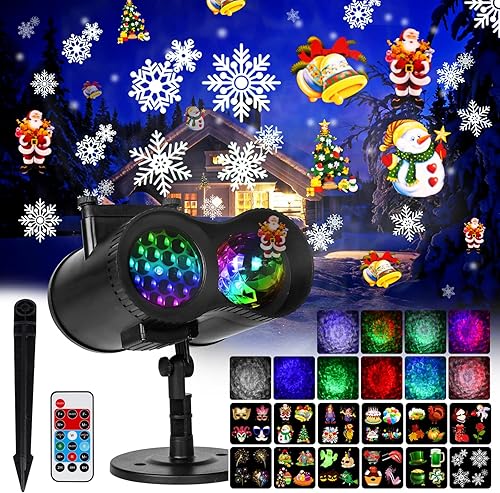 Proyector de luz de proyector de Navidad, 2 en 1, patrones de movimiento, olas del océano, luz impermeable para vacaciones con control remoto y
