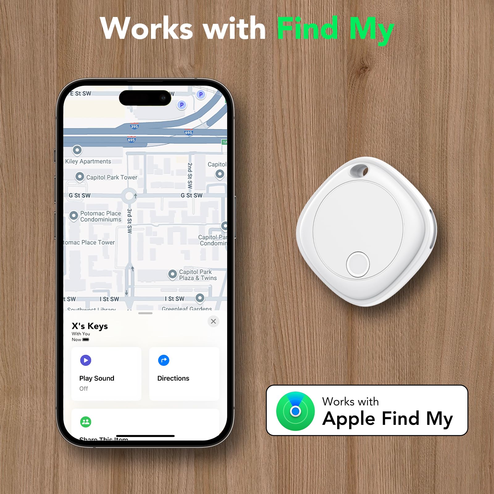 Item Finder Localisateur de clés Bluetooth compatible avec Apple Find My (iOS uniquement), localisateur de clés pour valises, bagages et plus encore, 2 blancs
