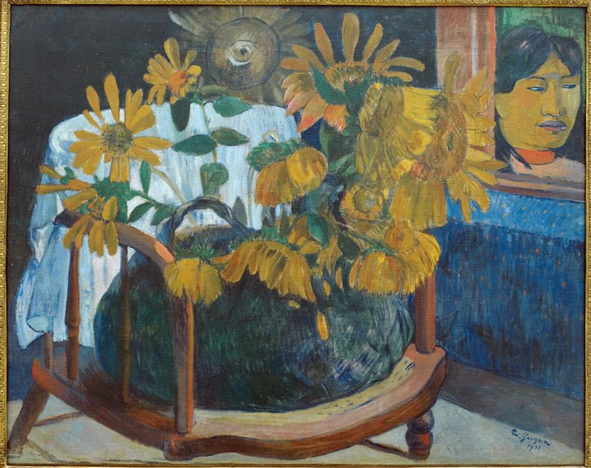 ARTXLXXBN Famous Painting Art Wall Decor Abstract Art Picture Fleurs De Tournesols Dans Un Fauteuil Ii by Paul Gauguin Animal Pictures for Home Decor 60x90cm