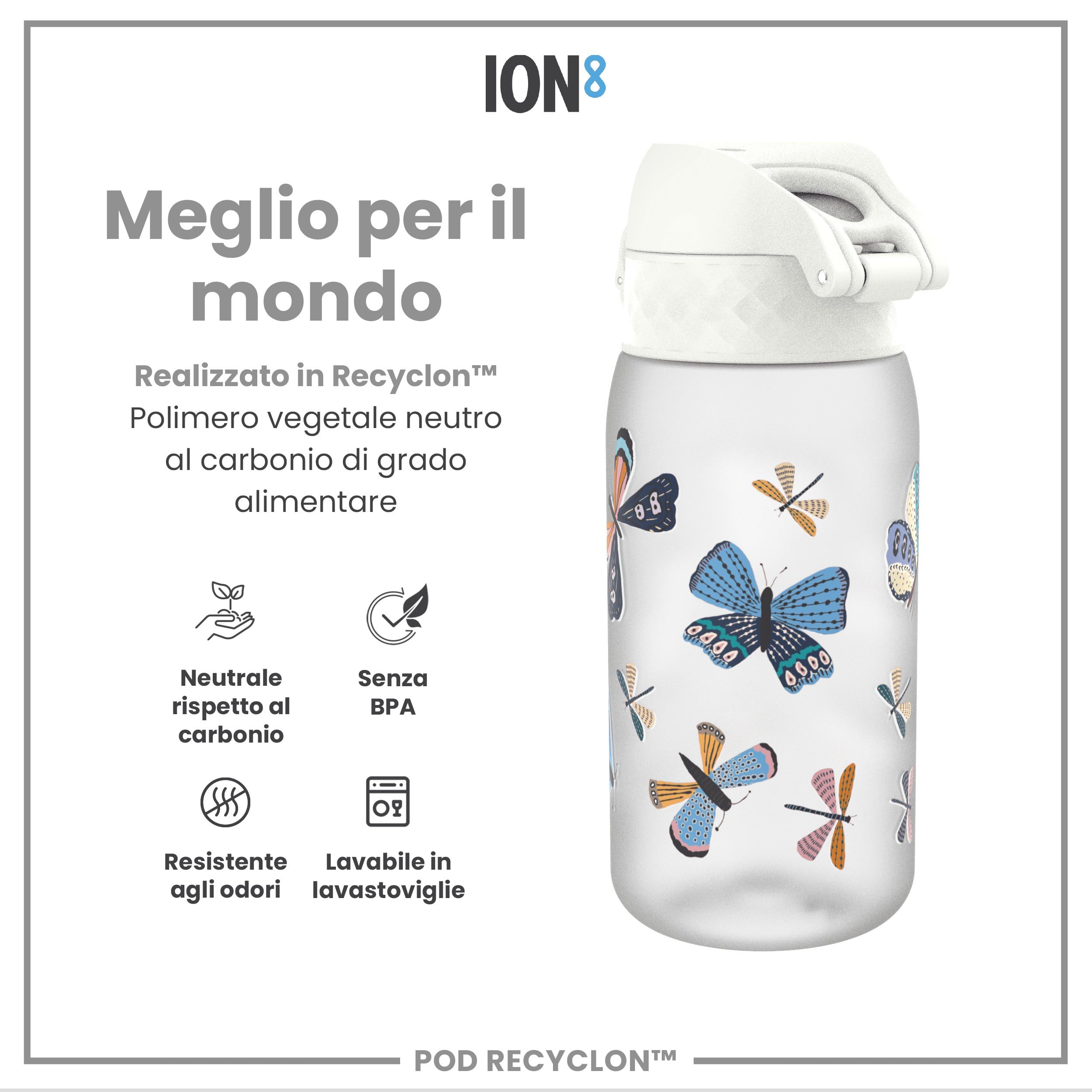 ION8 Borraccia per Bambini 350ml a Prova di Perdite Lavabile in Lavastoviglie Senza BPA