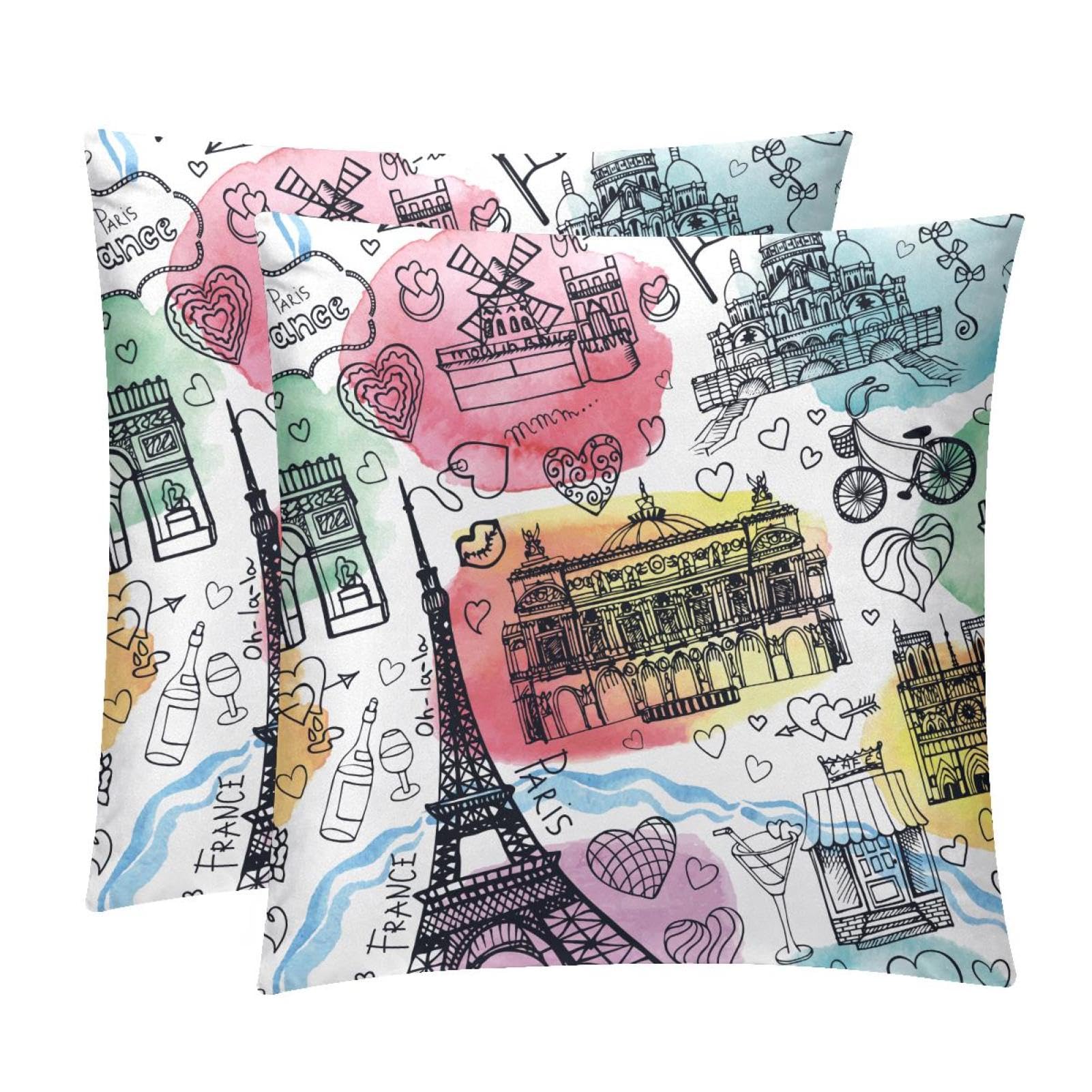TDGKPZ Vintage Tower Throw Pillow Covers 2 Pack Pillowcases Soft Cozy Pillow Cases For Couch Bed Sofa 50x50cm