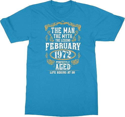 Camiseta unisex con texto en inglés "Man Myth 50th Birthday" de febrero de 1972