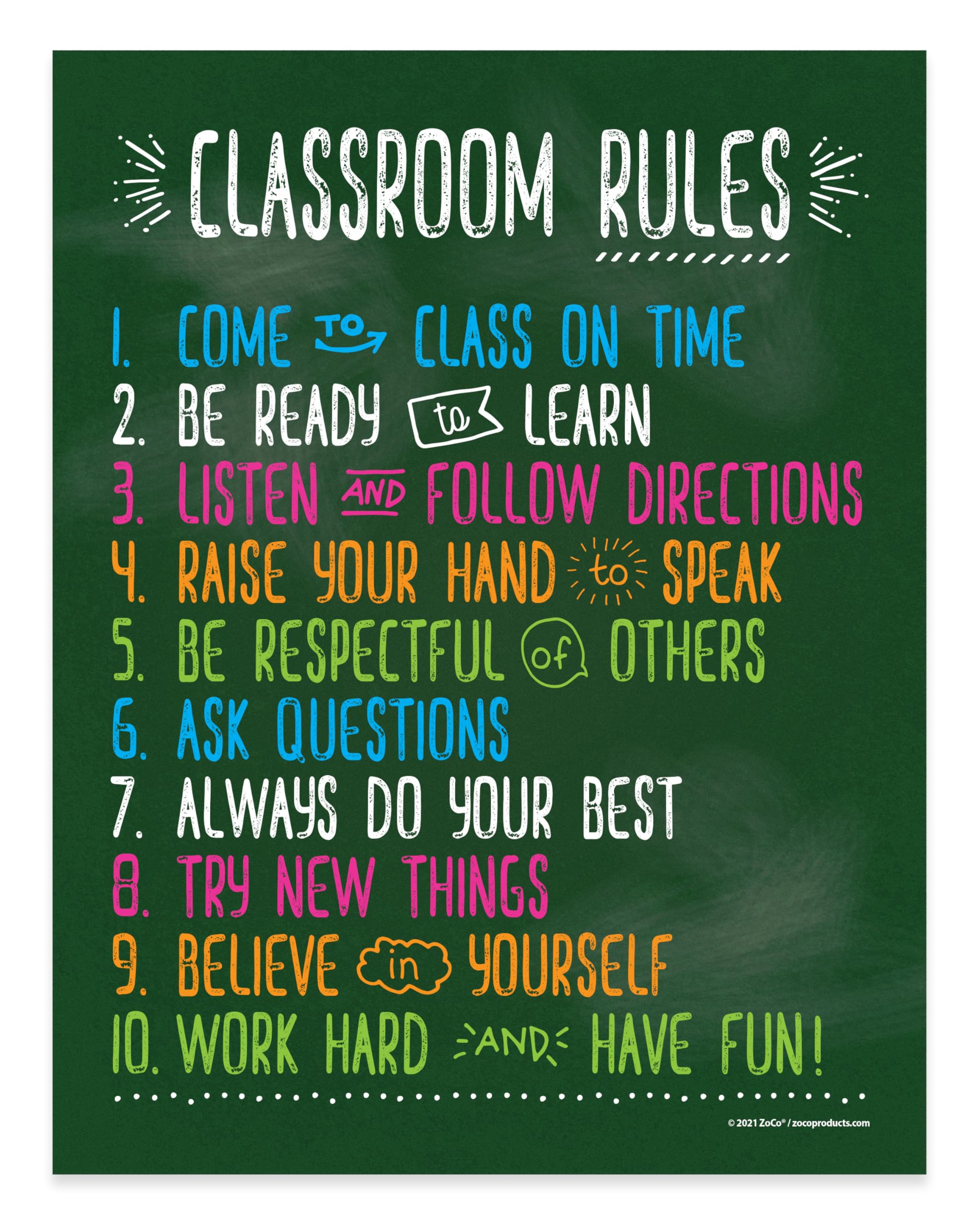 Safety Magnets Classroom Rules Posters for Science, History, Reading, Music, Math Class - Laminated Educational Posters for Middle School and High School - Class Rules Posters/Chart - 17 x 22 inches